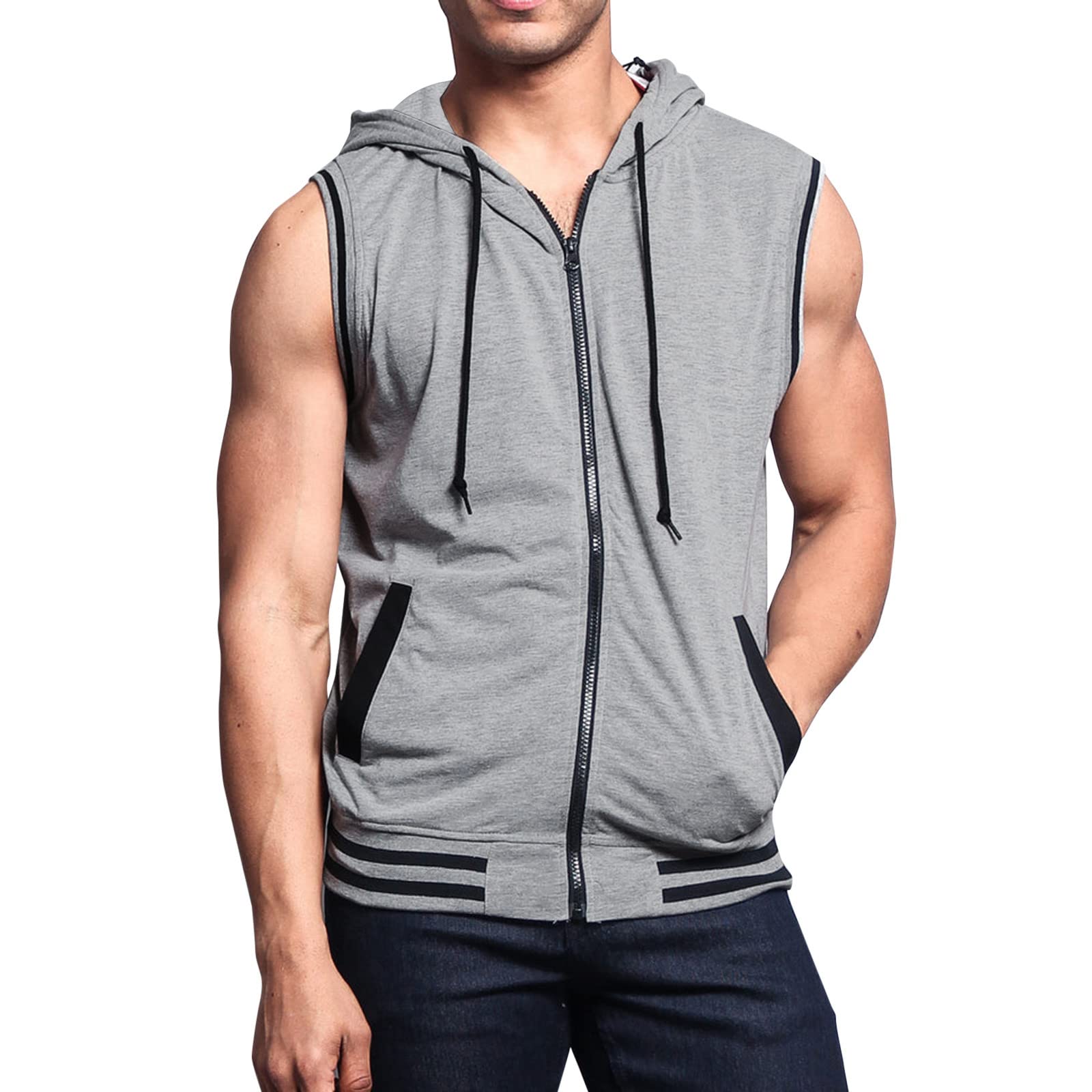 Men's Sleeveless Hooded Pocket T-Shirt - Summer Casual Tank Top with Pockets - Breathable Comfort for Outdoor Activities, Gym & Streetwear Fashion