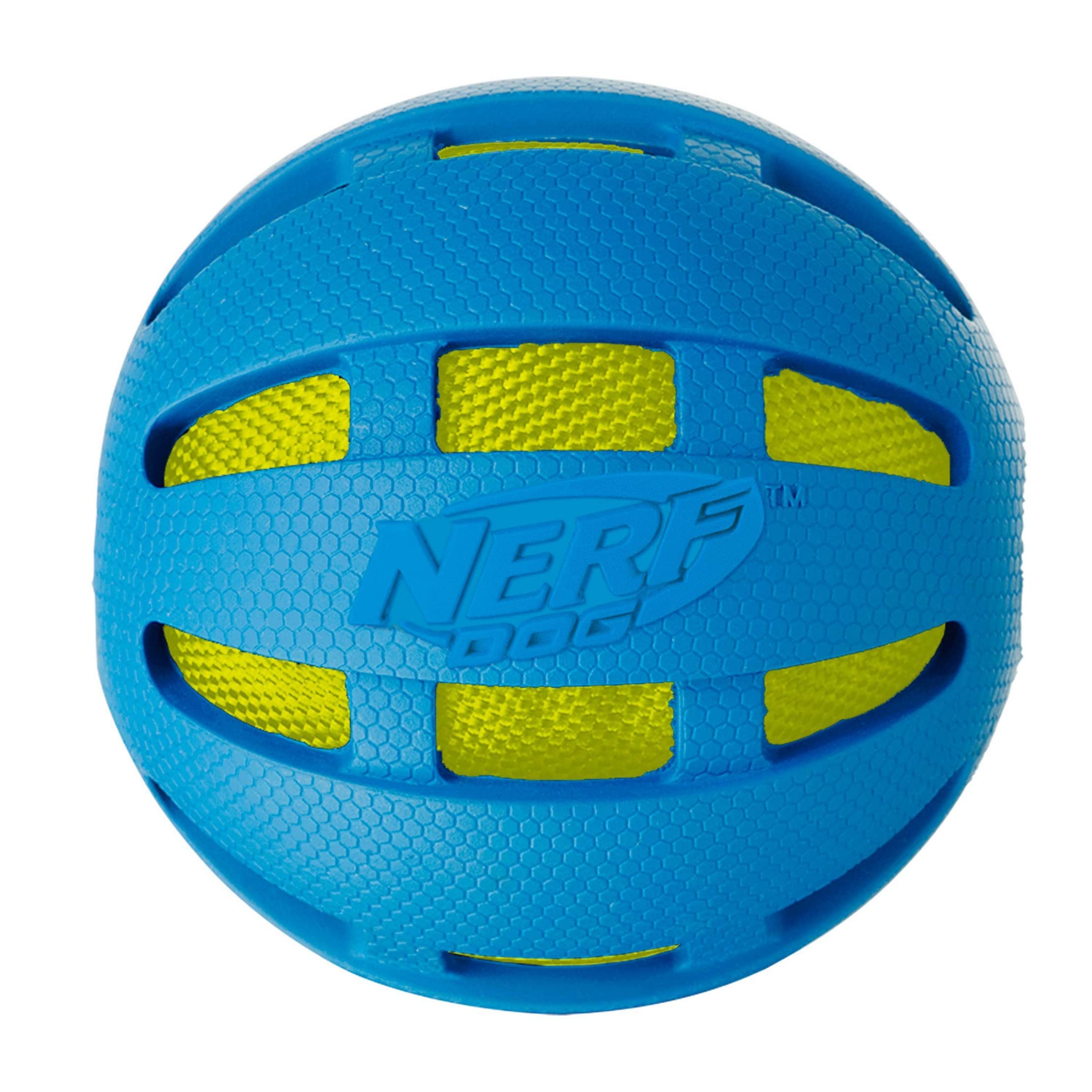 Nerf Dog 3.8in Rubber Ball - Blue with Green Bag for Fetch Play
