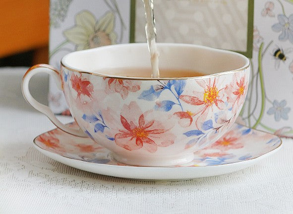 Premium Bone China Tea Cup and Saucer Set - British Royal Style Porcelain Tea Cups for Afternoon Tea, Elegant Coffee Cups in Gift Box - Perfect for Home Decor, Tea Parties & Wedding Gifts
