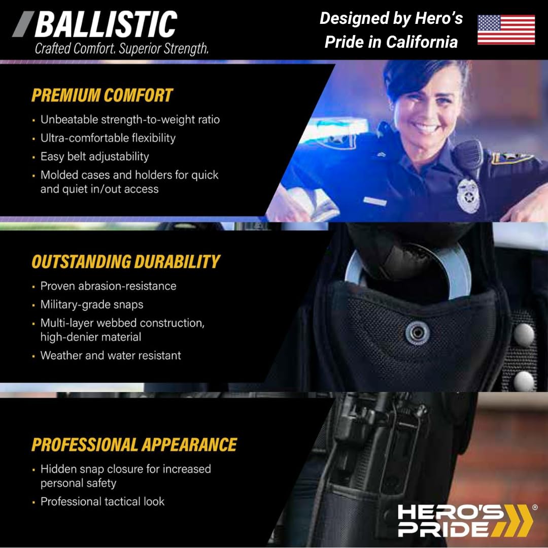 Hero's Pride Molded Ballistic Deluxe Radio Holder - Secure Nylon Duty Belt Holster for Police Radios | 180-Degree Swivel & Universal Fit (2.5