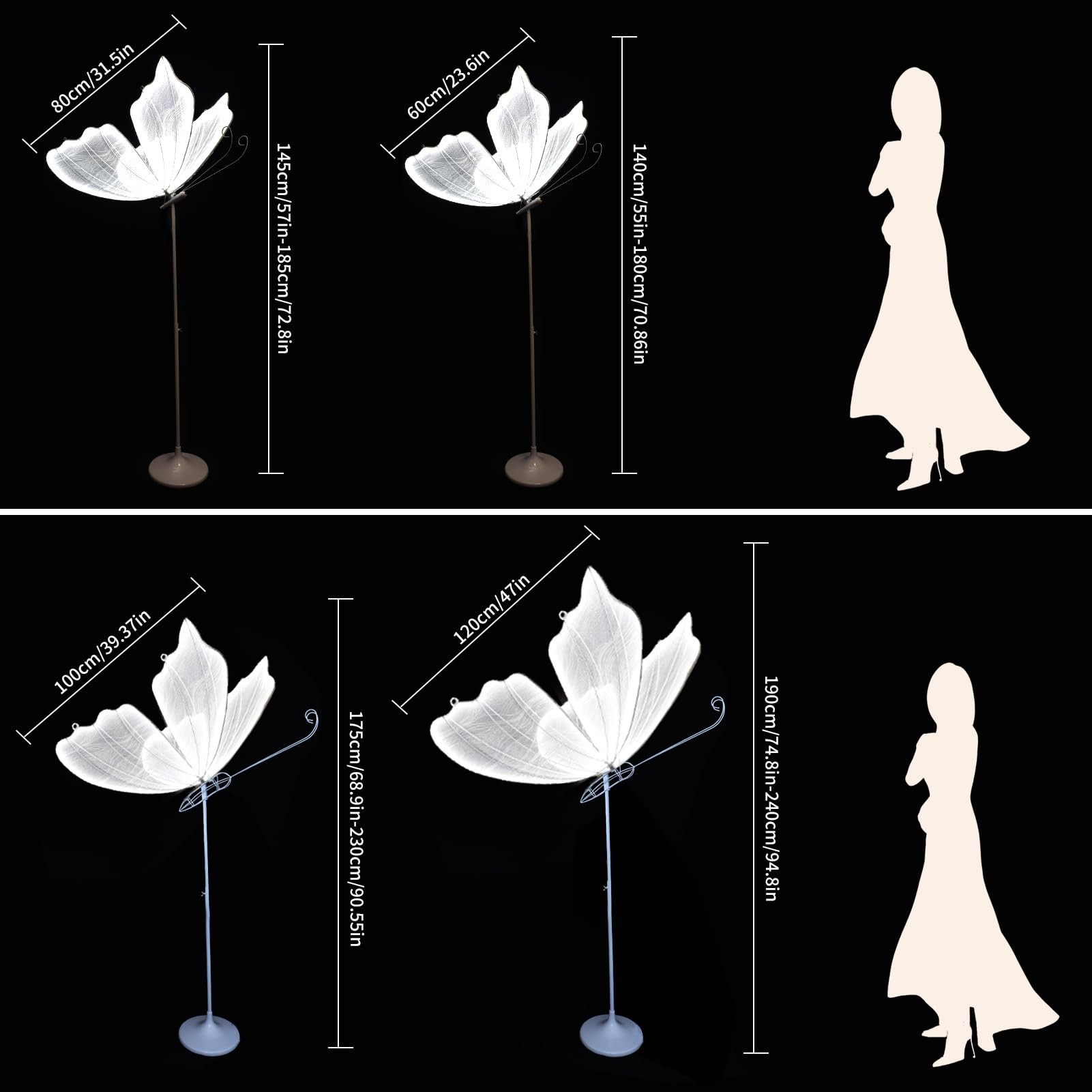 Elegant Butterfly Floor Lamp & Ceiling Lamp - Romantic Wedding Decorations for Ceremony, Party, and Events - Perfect for Indoor & Outdoor Wedding Venues
