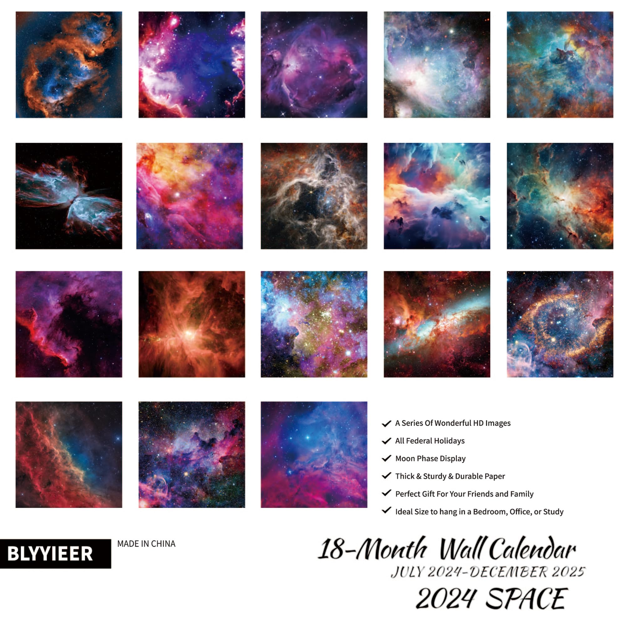 2025 Space Wall Calendar - 18 Month Large Planner (July 2024-December 2025) | 12