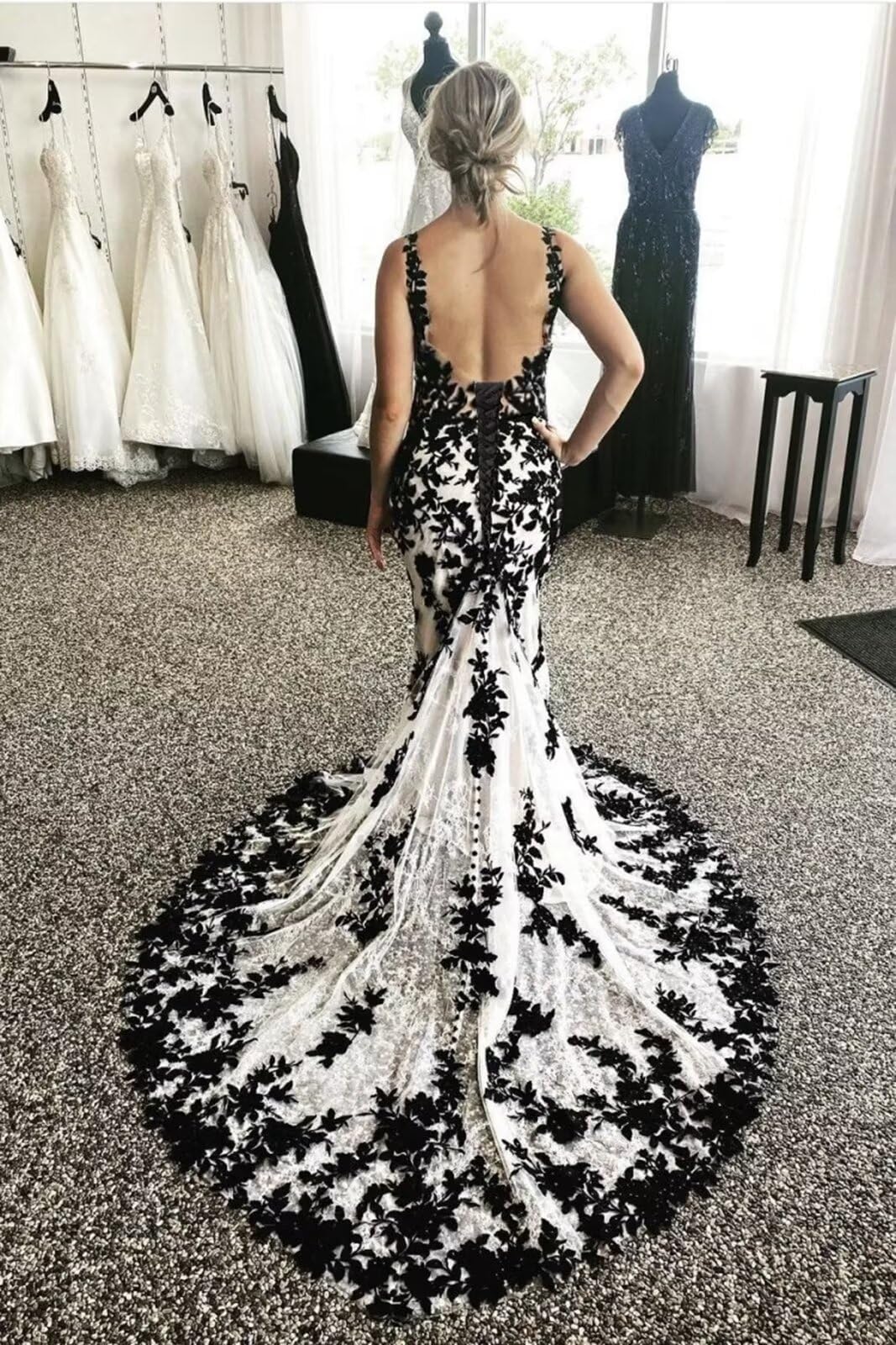 TRHTX 2024 Off Shoulder Lace Wedding Dress for Bride – Beaded Appliques Bridal Gown with Train | Elegant Church, Beach & Destination Wedding Gown