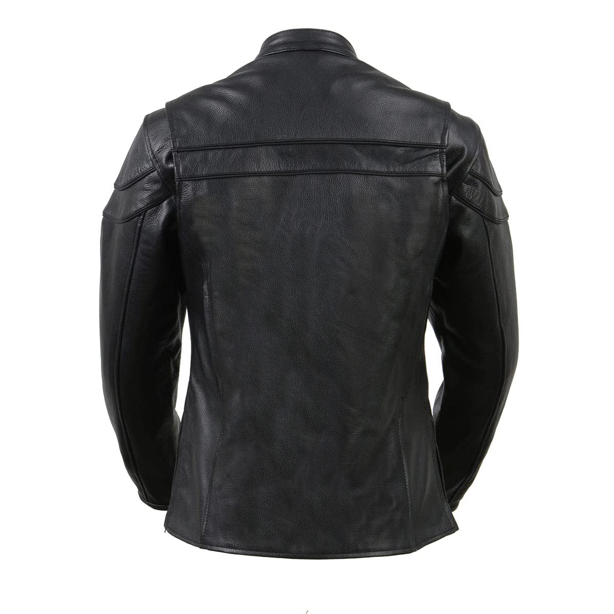 Milwaukee SH8011 Women's Black Leather Biker Jacket - Sporty Scooter Crossover Style for Motorcycle Riding & Casual Outfits
