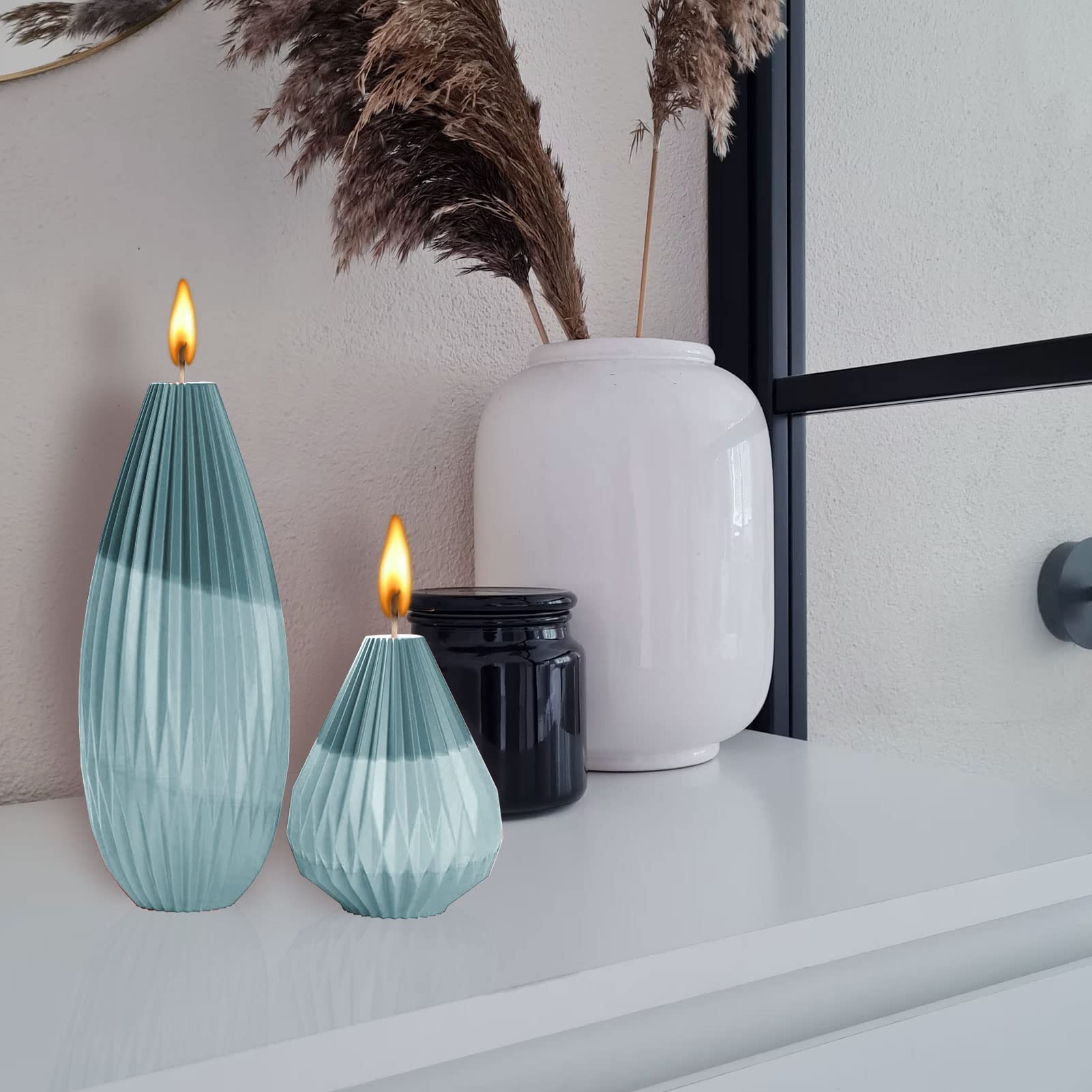 3D Geometric Pear Bottle Silicone Candle Molds for DIY Crafts - Tapered Texture Striped Wax & Aromatherapy Soap Making Molds | Perfect for Home Decor, Wedding Centerpieces, and Relaxing Spa Gifts