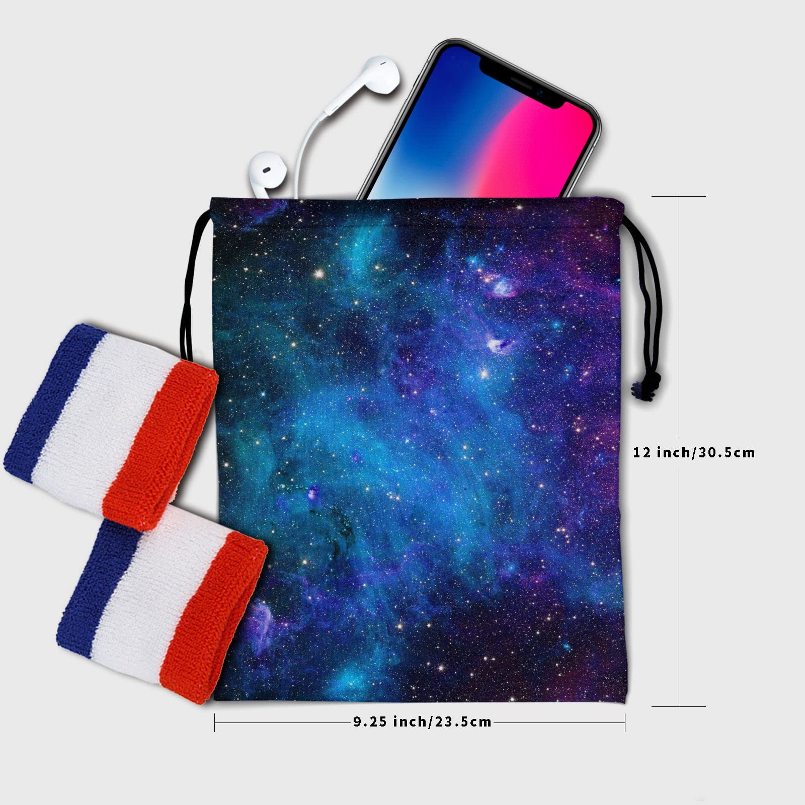 Galaxy Grip Bag - Adjustable Drawstring Gym Pouch for Gymnastics, Shoes & Towels | Purple Blue Universe Stars Pattern | Perfect for Sports, Travel & Storage (Polyester)