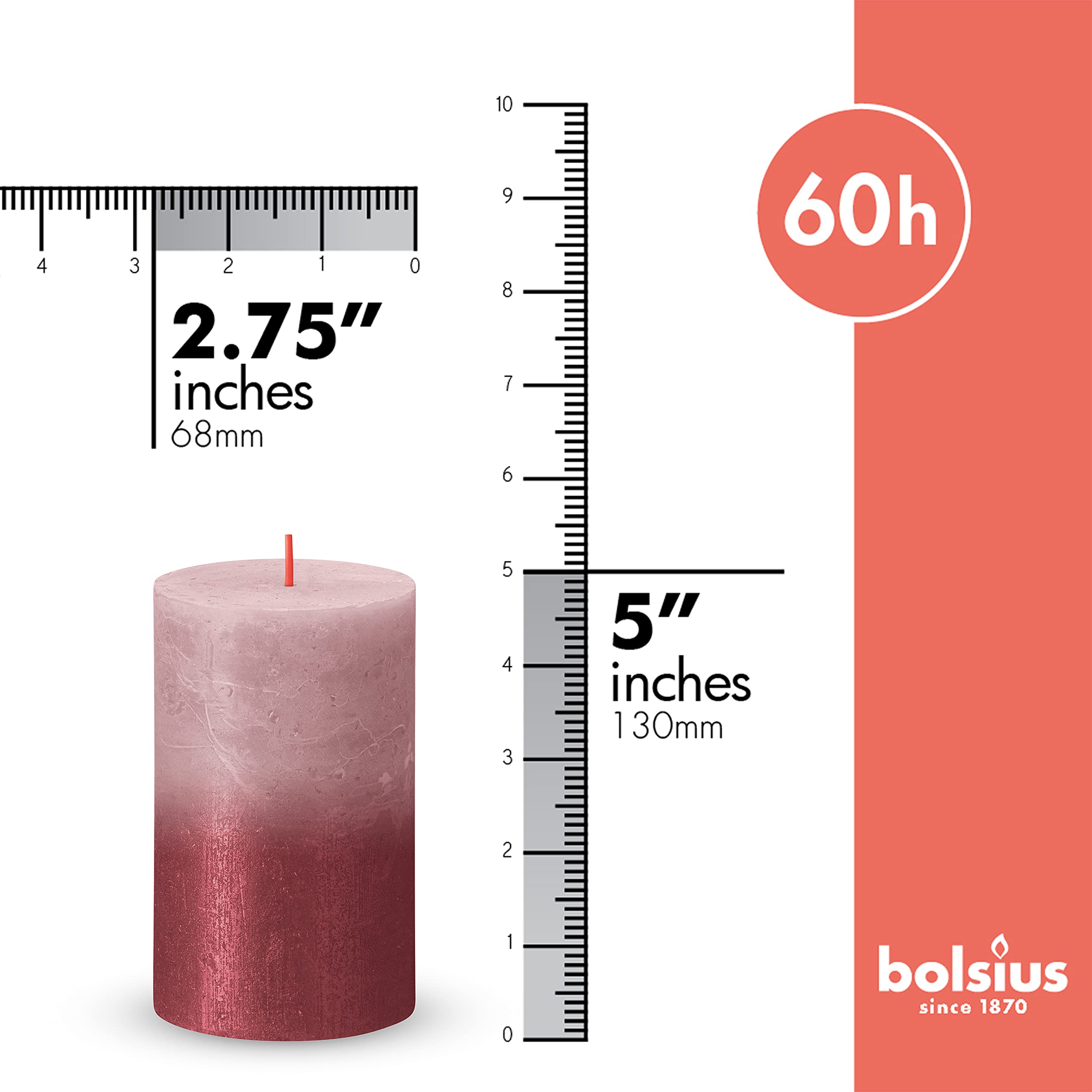 BOLSIUS 4-Pack Rustic Metallic Pillar Candles - 2.75