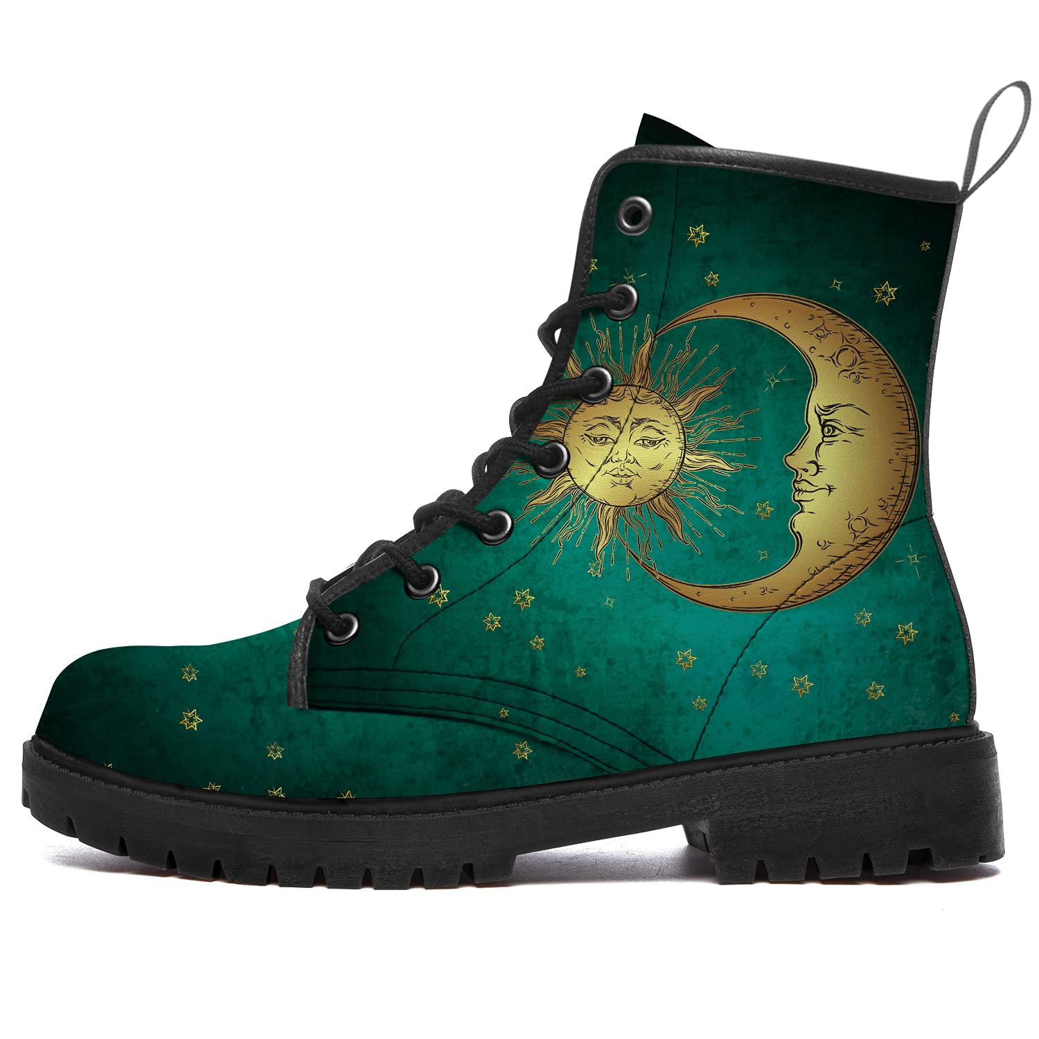 **Sun & Moon Waterproof Combat Boots for Women & Men - Anti-Slip Ankle Boots with Lace-Up Design - Perfect for Hiking, Work & Outdoor Adventures**