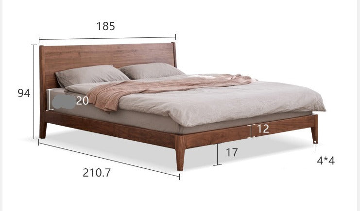 Solid Black Walnut Wood Bed Frame - Queen Size, Natural Wood Grain, Sturdy Platform Bed - Perfect for Modern, Farmhouse & Rustic Bedroom Decor
