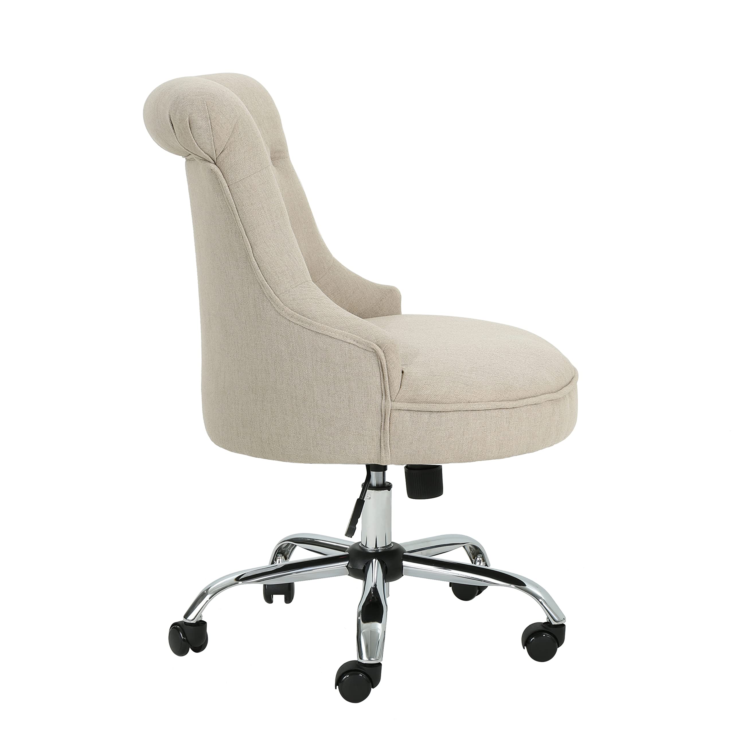 Christopher Knight Home Tyesha Desk Chair - Wheat & Chrome Finish, Modern Office Chair for Home & Workspace, Ergonomic Support for Long Hours of Work or Study