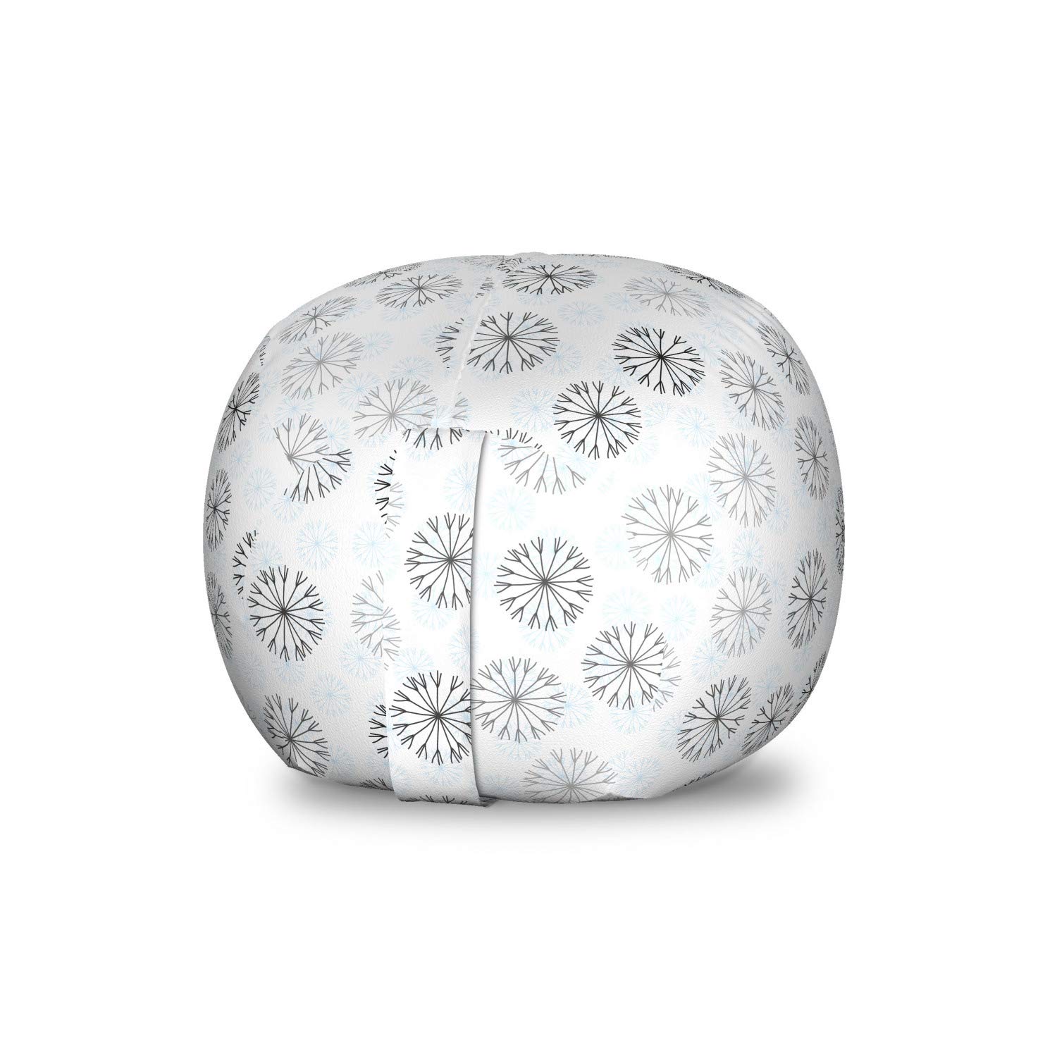 Ambesonne Winter Storage Toy Bag Chair - Abstract Snowflakes Design, Neutral Taupe Blue, Washable Stuffed Animal Organizer (Small Size) | Perfect for Kids' Room, Playroom & Seasonal Toy Storage