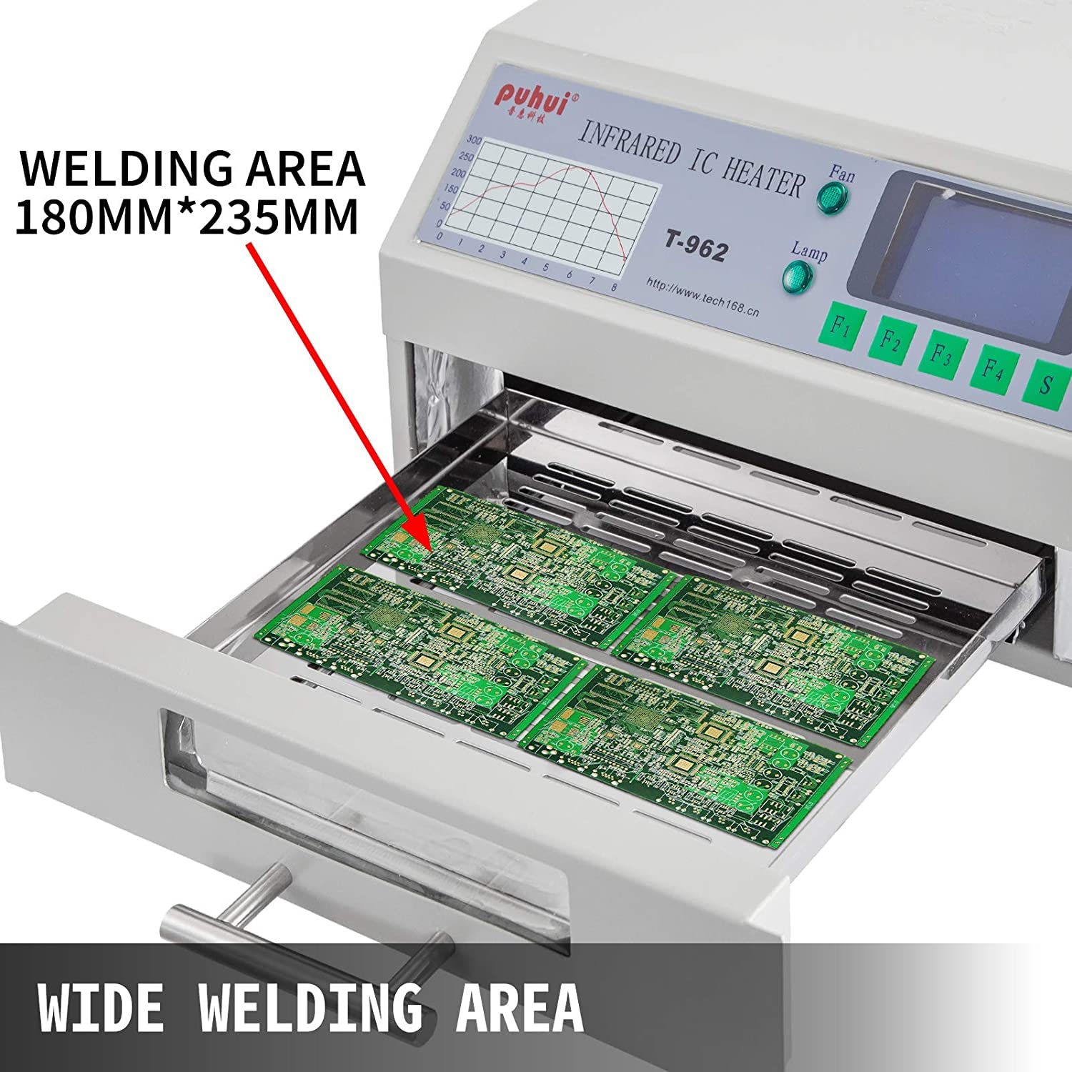 VEVOR T962 110V Reflow Oven - 800W Professional Infrared Soldering Machine with 180x235mm Heating Area | Automatic PCB Reflow for DIY Electronics & SMD Repair | Perfect for Hobbyists and Small Workshops