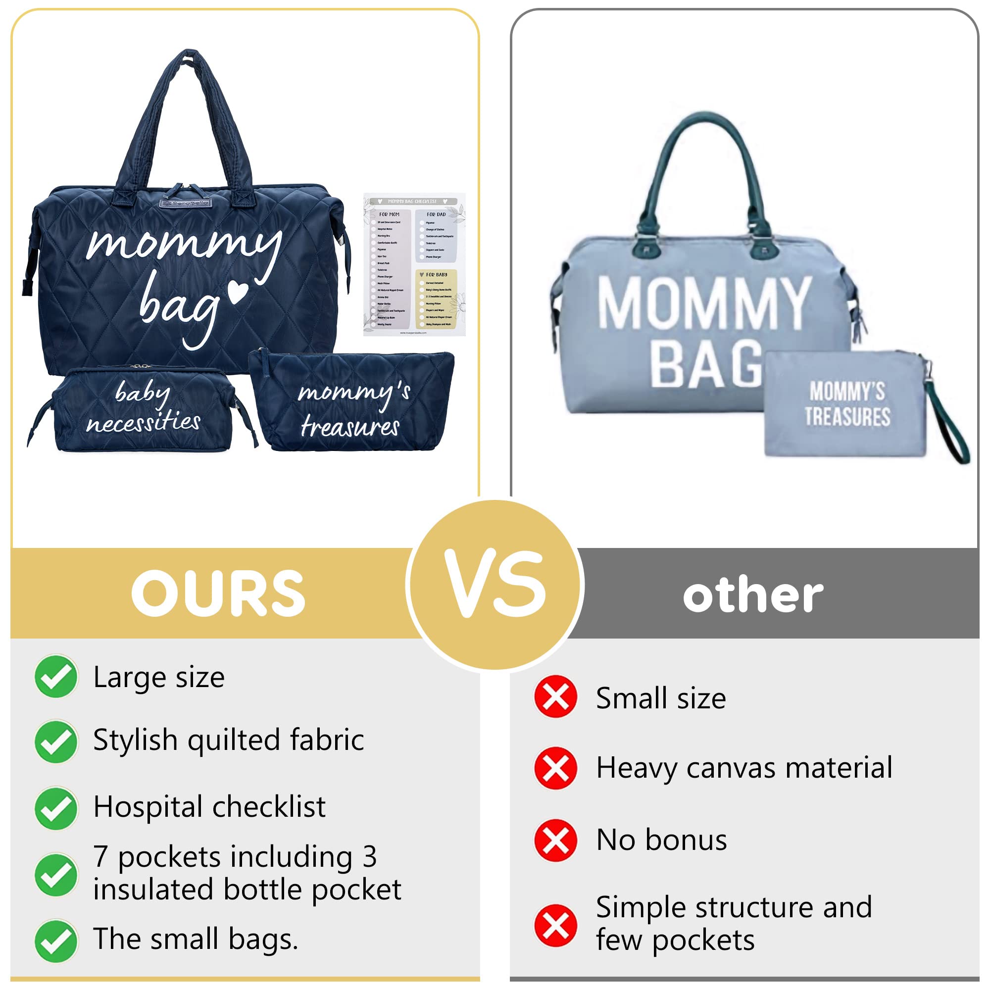 PeraBella Large Diaper Bag Tote - Stylish Hospital Bag for Labor & Delivery, Spacious Maternity Bag for New Moms - Perfect for Baby Essentials, Travel & Everyday Use