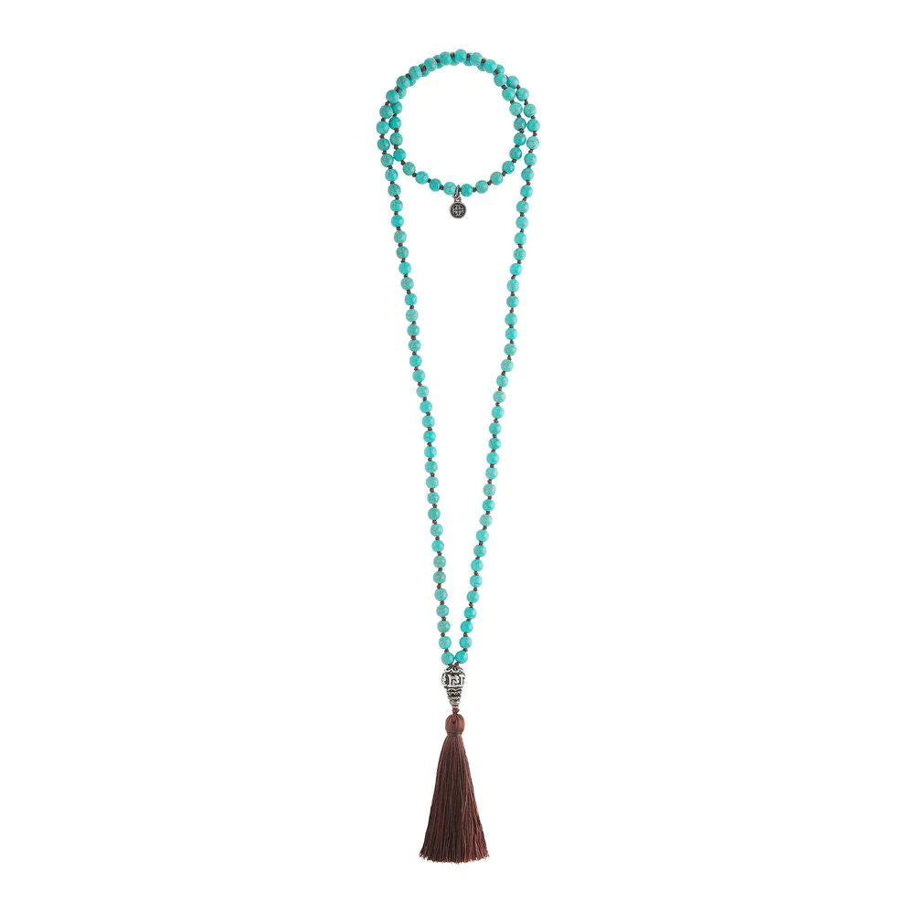 Howlite Turquoise Gemstone Mala Beads - 108 Healing Meditation Prayer Beads for Yoga, Mindfulness & Spiritual Practice