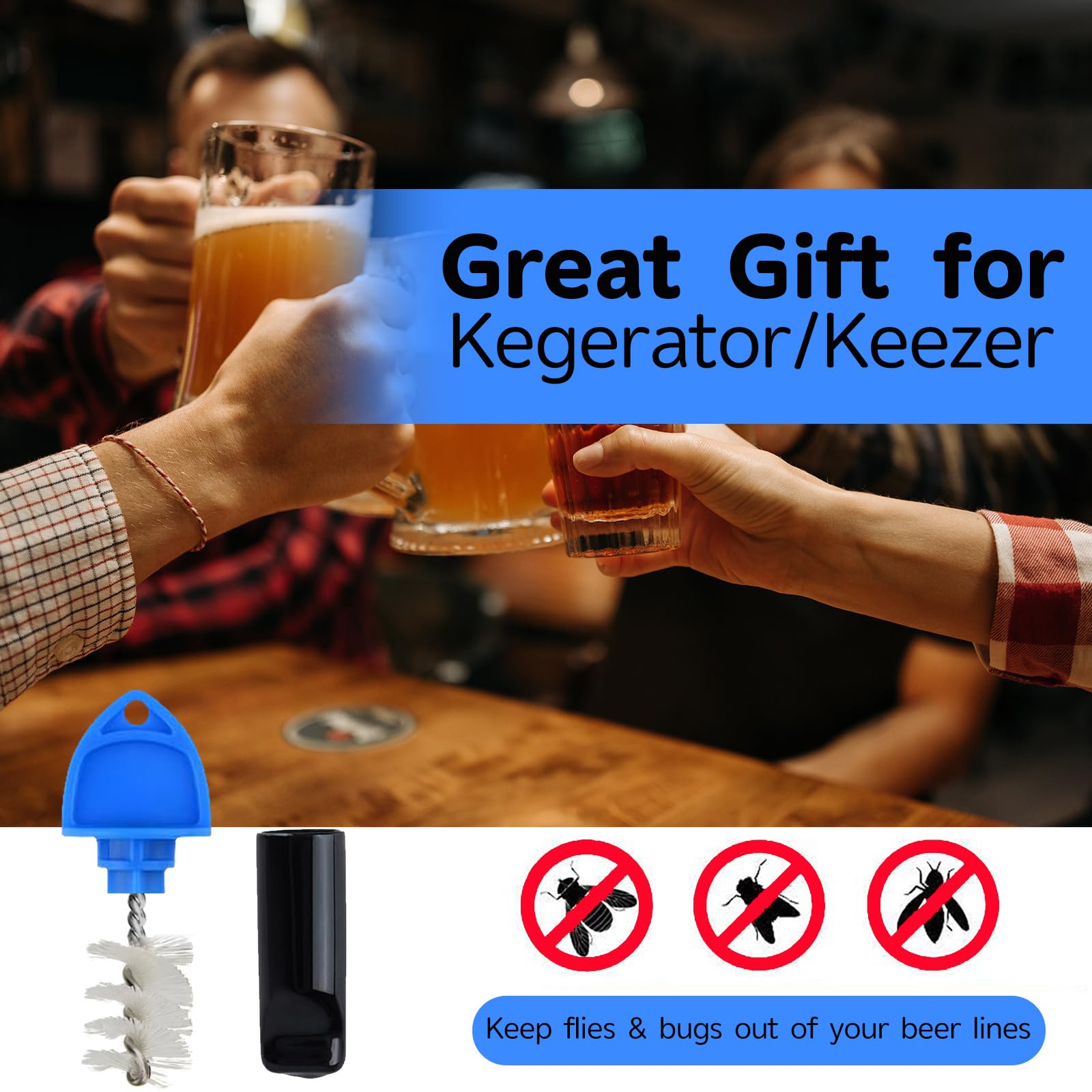16-Piece Beer Faucet Covers & 2-Piece Beer Tap Plug Brush Set - Rubber Draft Tap Soother Nipple for Beer Line Cleaning Kit | Perfect for Home Brewing, Bar Maintenance & Keg Party Accessories