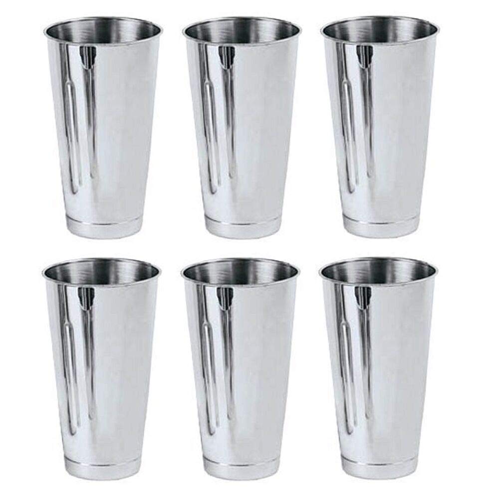6-Piece 30 oz Stainless Steel Milkshake Cups - Commercial Grade Heavy Duty Malt Shake Mixing Cups for Smoothies, Ice Cream & Protein Drinks - Perfect for Restaurants, Bars & Home Use