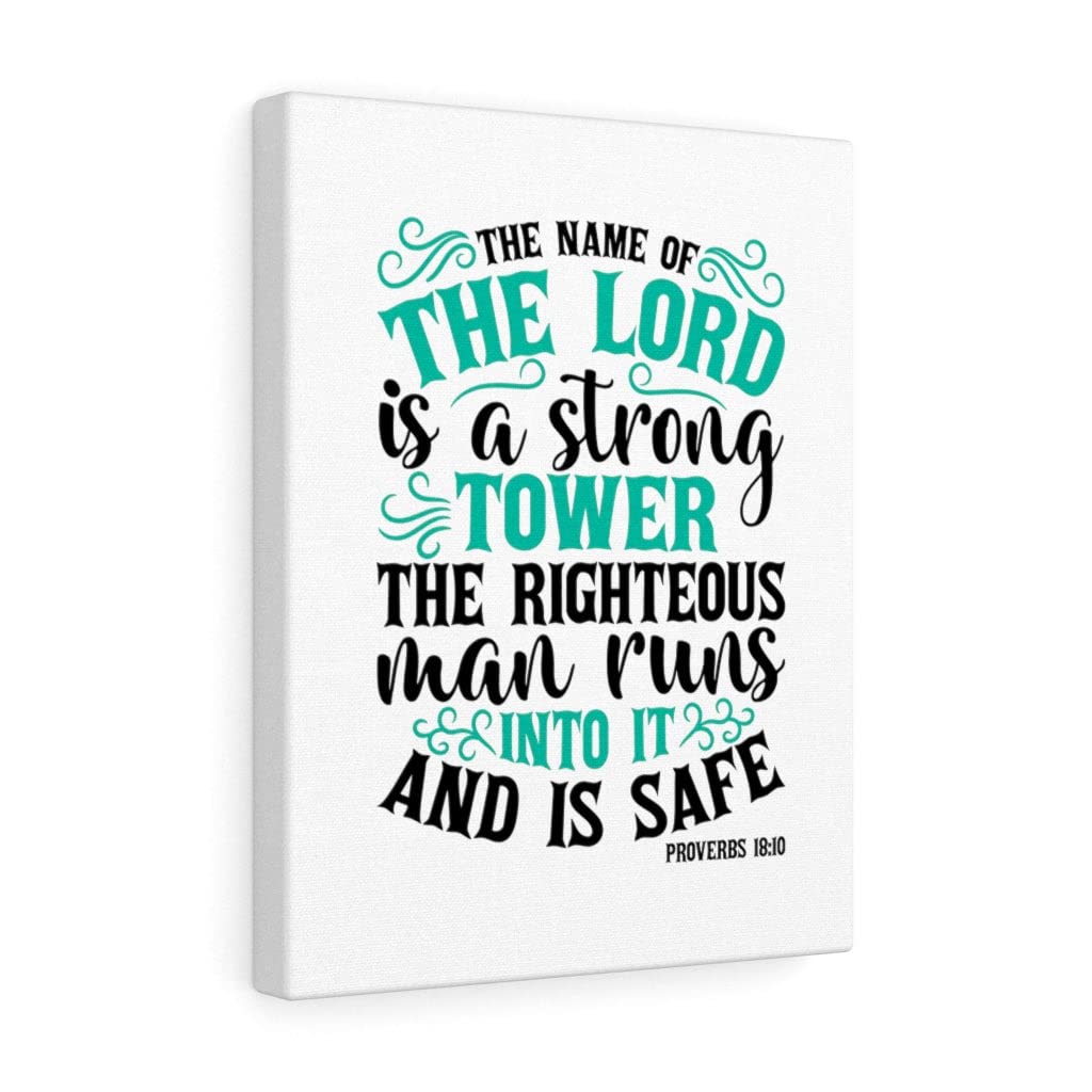 Christian Wall Art - 'The Lord is A Strong Tower' Proverbs 18:10 Bible Verse Print - Ready to Hang Scripture Decor for Home, Office & Church - Inspirational Gift for Weddings, Baptisms & Housewarmings