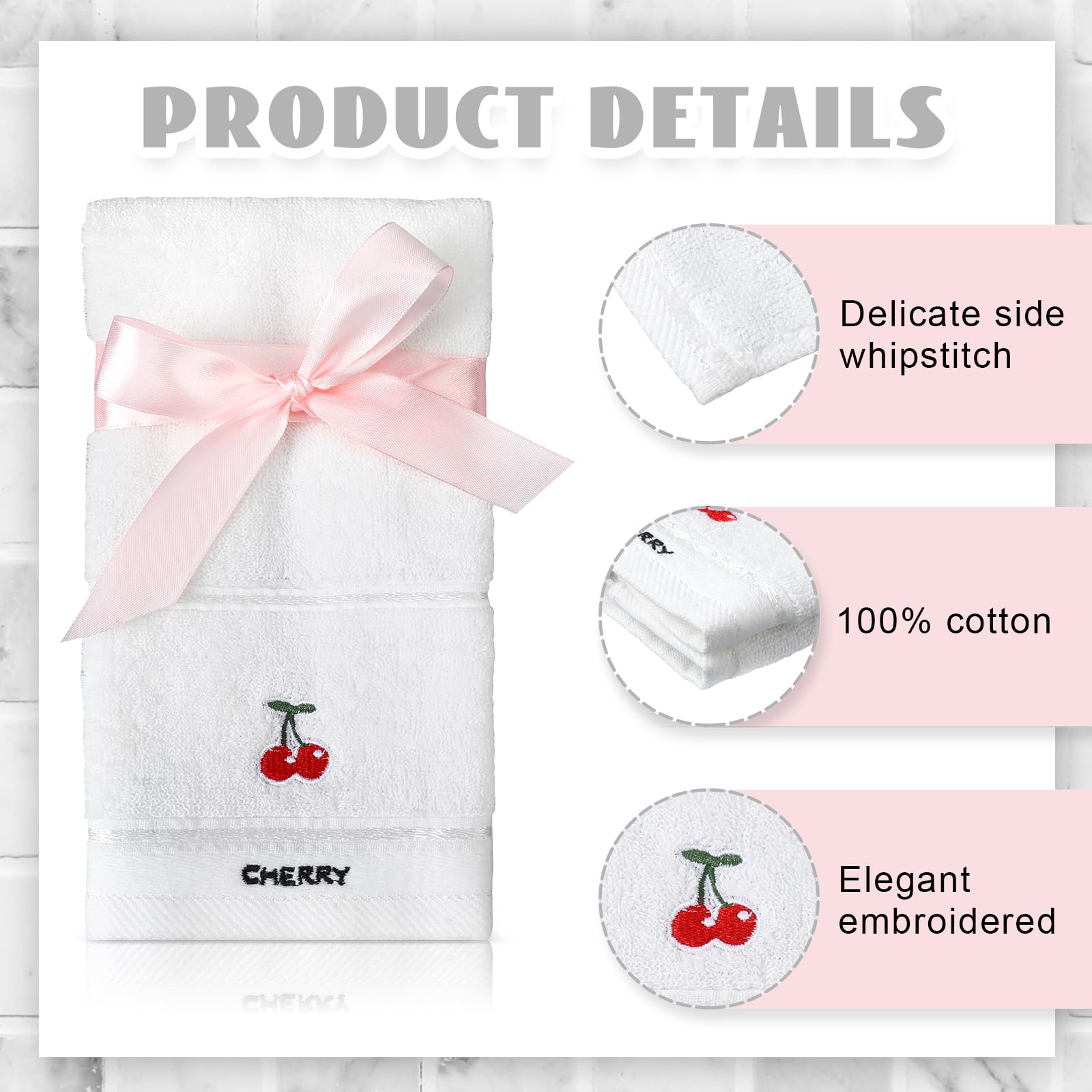 Geyoga 6-Piece Soft Absorbent Cotton Embroidery Hand Towels Set - Pastel Fruit & Animal Designs for Kitchen, Bathroom, Dish & Body Use - Perfect Christmas Home Decor Gift