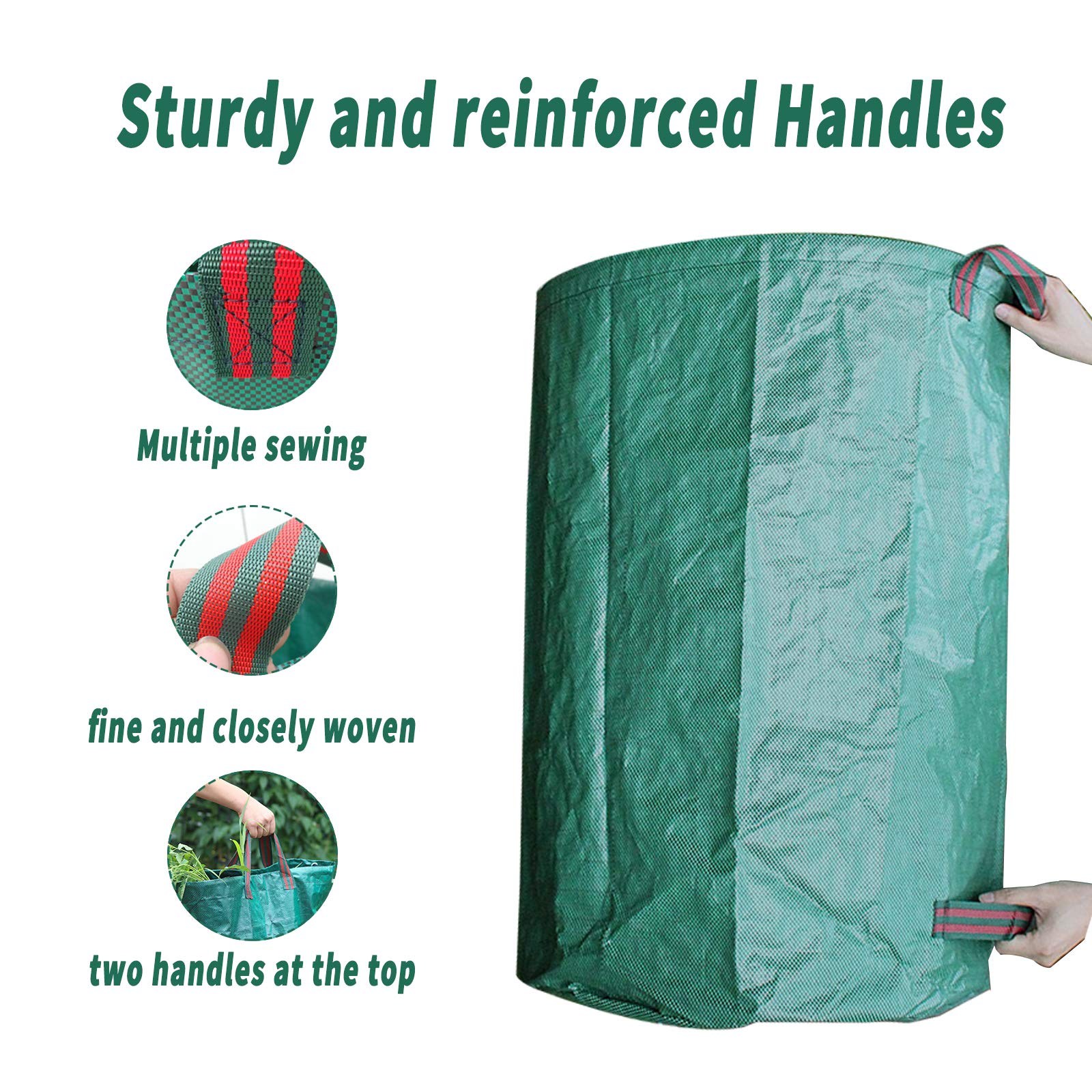 3-Pack 80 Gallon Heavy Duty Reusable Leaf Bags for Yard Waste - Large Garden Lawn Trash Bags with 4 Handles (26.4