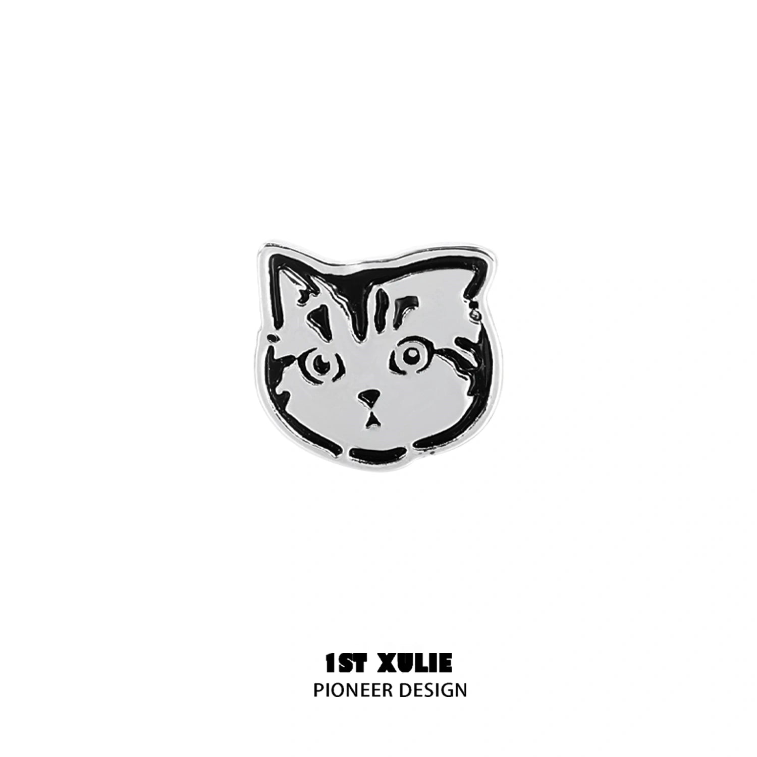 Graffiti Kitten S925 Sterling Silver Stud Earrings for Women - Cute Cartoon Cat Earrings for Everyday Wear, Gift for Cat Lovers & Trendy Jewelry for Casual Outfits