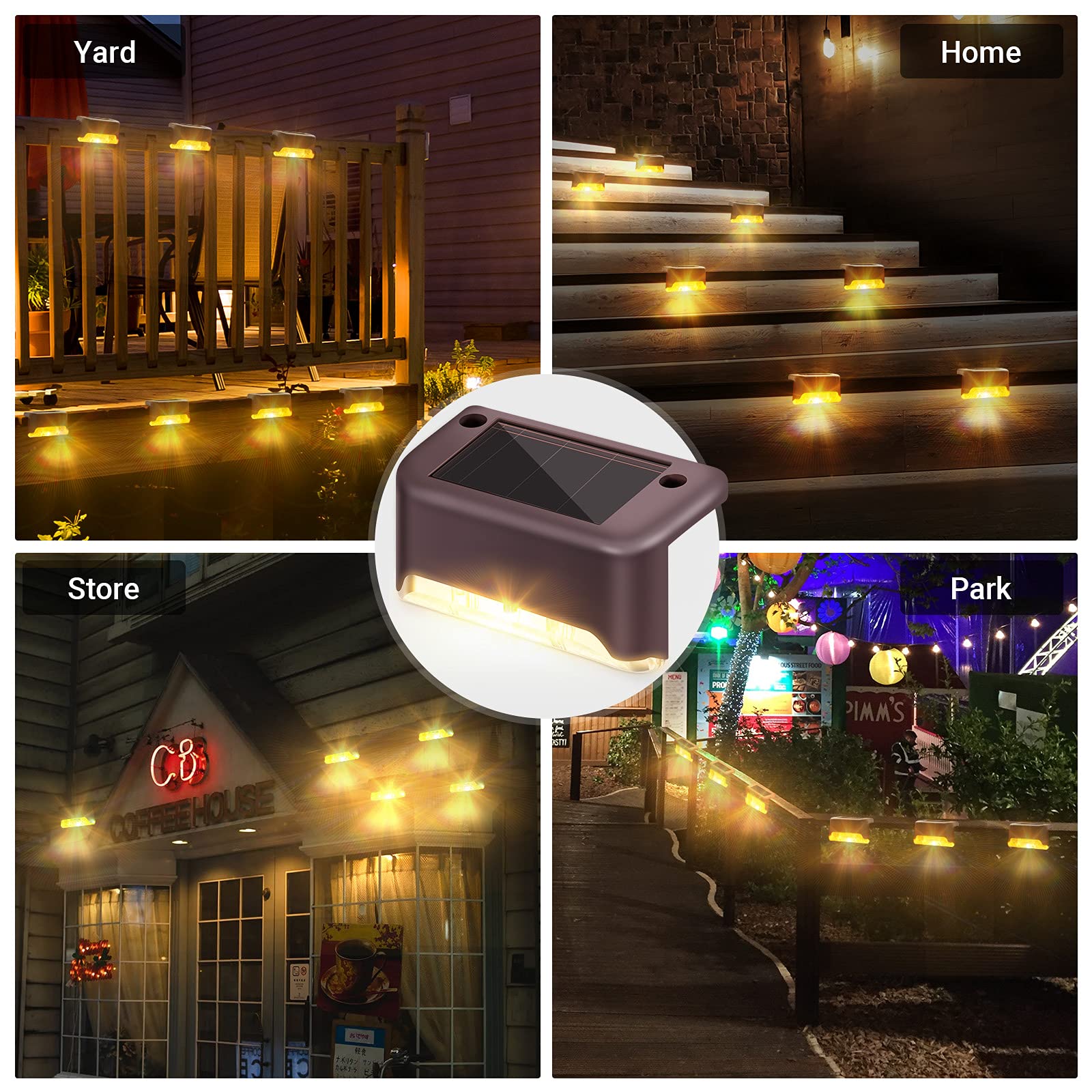 Outus 12 Pack Solar LED Deck Lights, Waterproof Outdoor Solar Step Lights for Stairs, Fence, Yard, Patio, Walkway & Pathway - Warm White Solar Powered Landscape Lighting for Garden, Driveway & Backyard