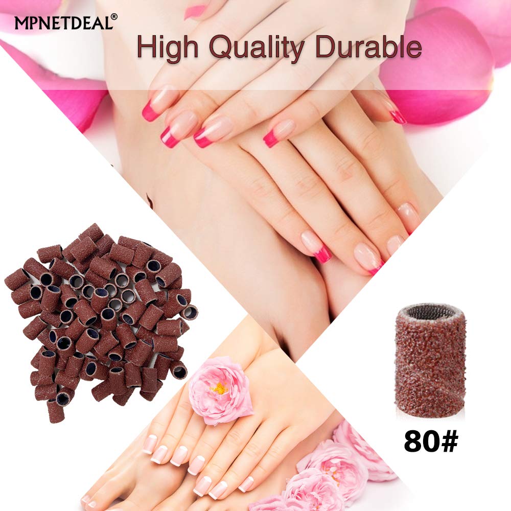 Professional Electric Nail Drill Kit - 30000 RPM Nail File Machine with 300pcs Sanding Bands (#80 Grit) for Acrylic, Gel & Dip Nails - Perfect for Salon & Home Manicure/Pedicure
