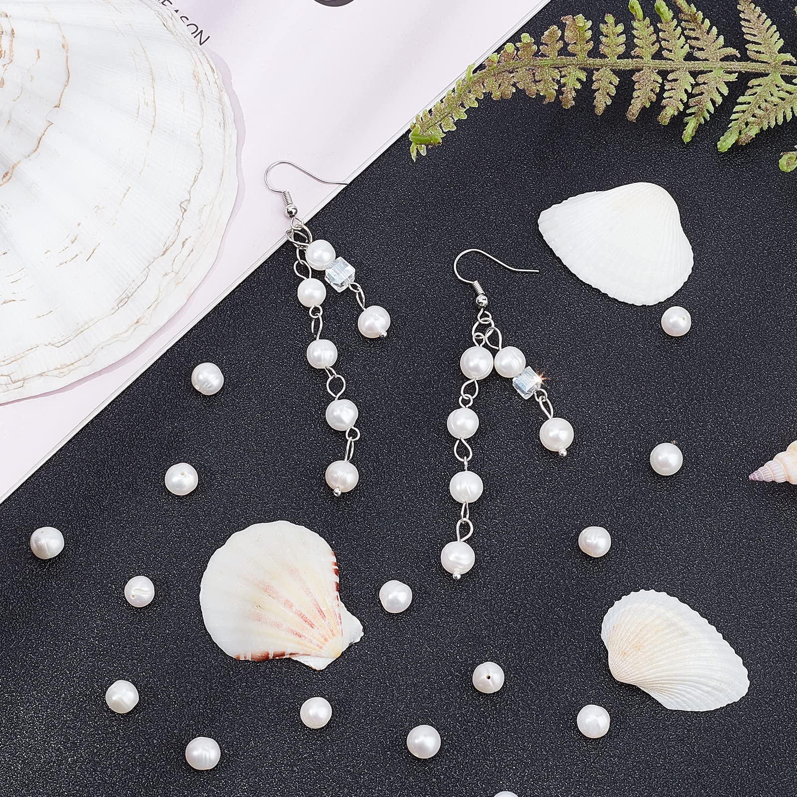 24Pcs Natural Cultured Freshwater Pearl Beads - Antique White Round Loose Pearls for Jewelry Making (0.6mm Hole) | DIY Necklace, Bracelet & Craft Projects