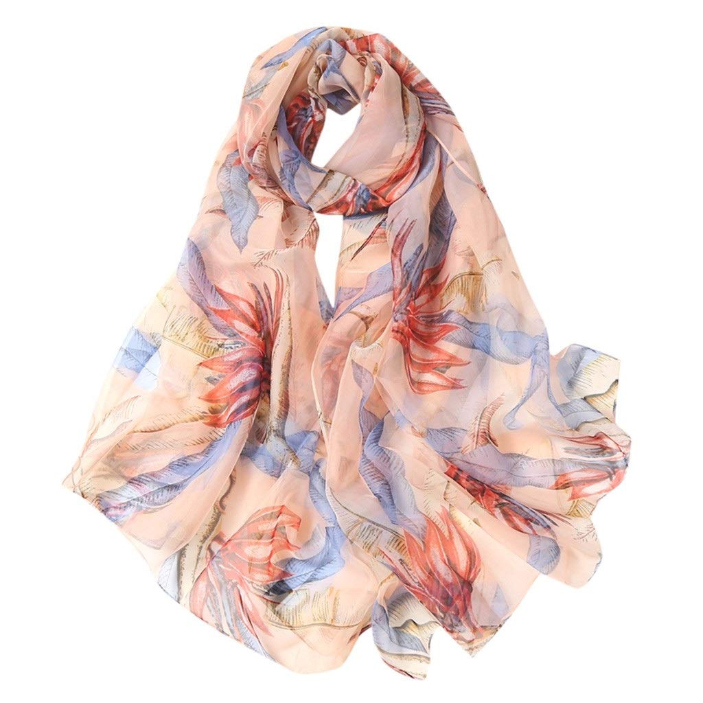 PDGJG Women's Fashion Scarves - Lotus Print Long Soft Chiffon Wrap Scarf, Elegant Ladies Shawl for Daily Wear & Special Occasions (Style 4) - Perfect for Office, Parties, Weddings & Outdoor Activities