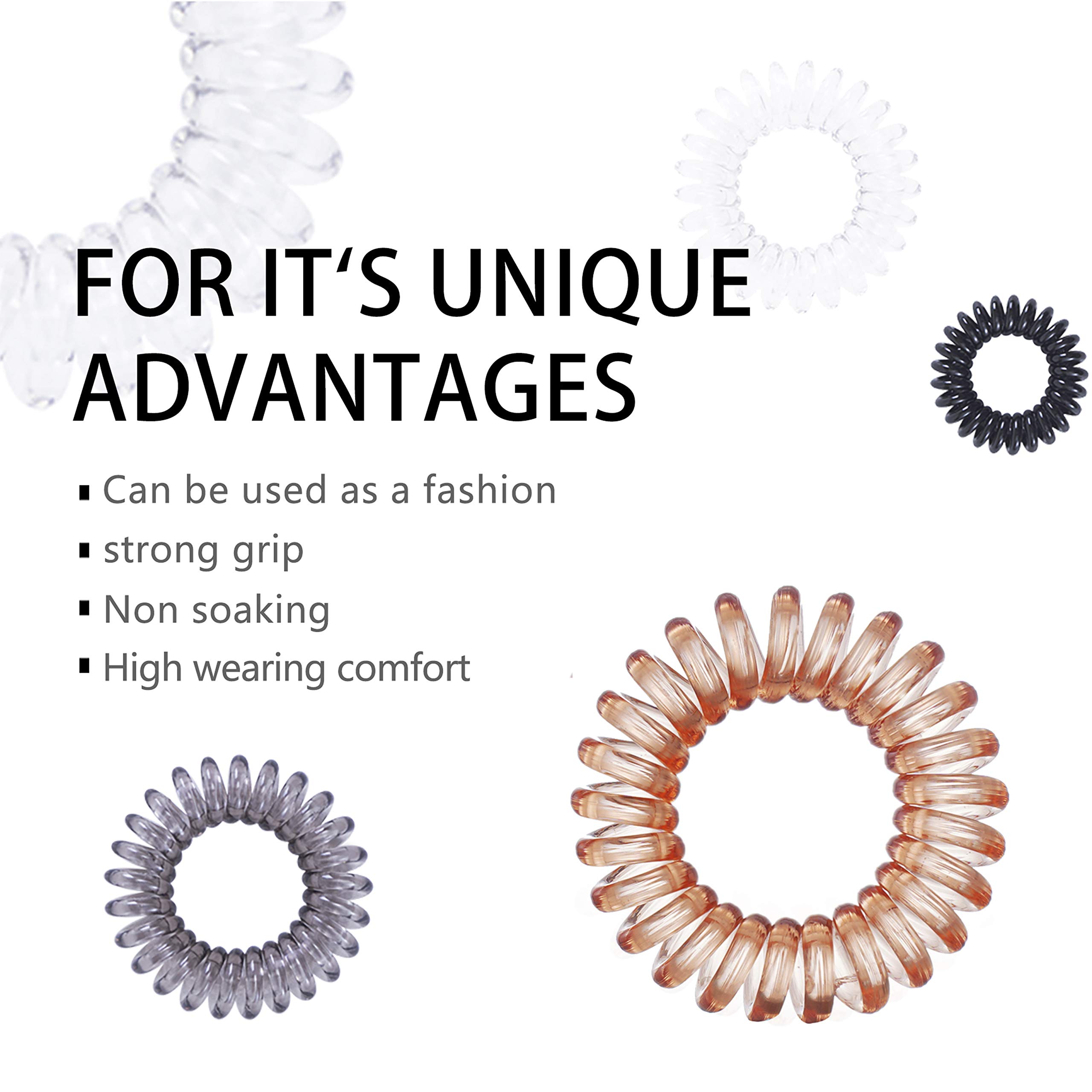 Spiral Hair Ties No Crease - 9 Pack Coil Hair Ties for Thick Hair, Ponytail Holders for Women & Girls (Adults & Kids) - Soft Elastic Phone Cord Hair Accessories for School, Work, Gym & Everyday Use