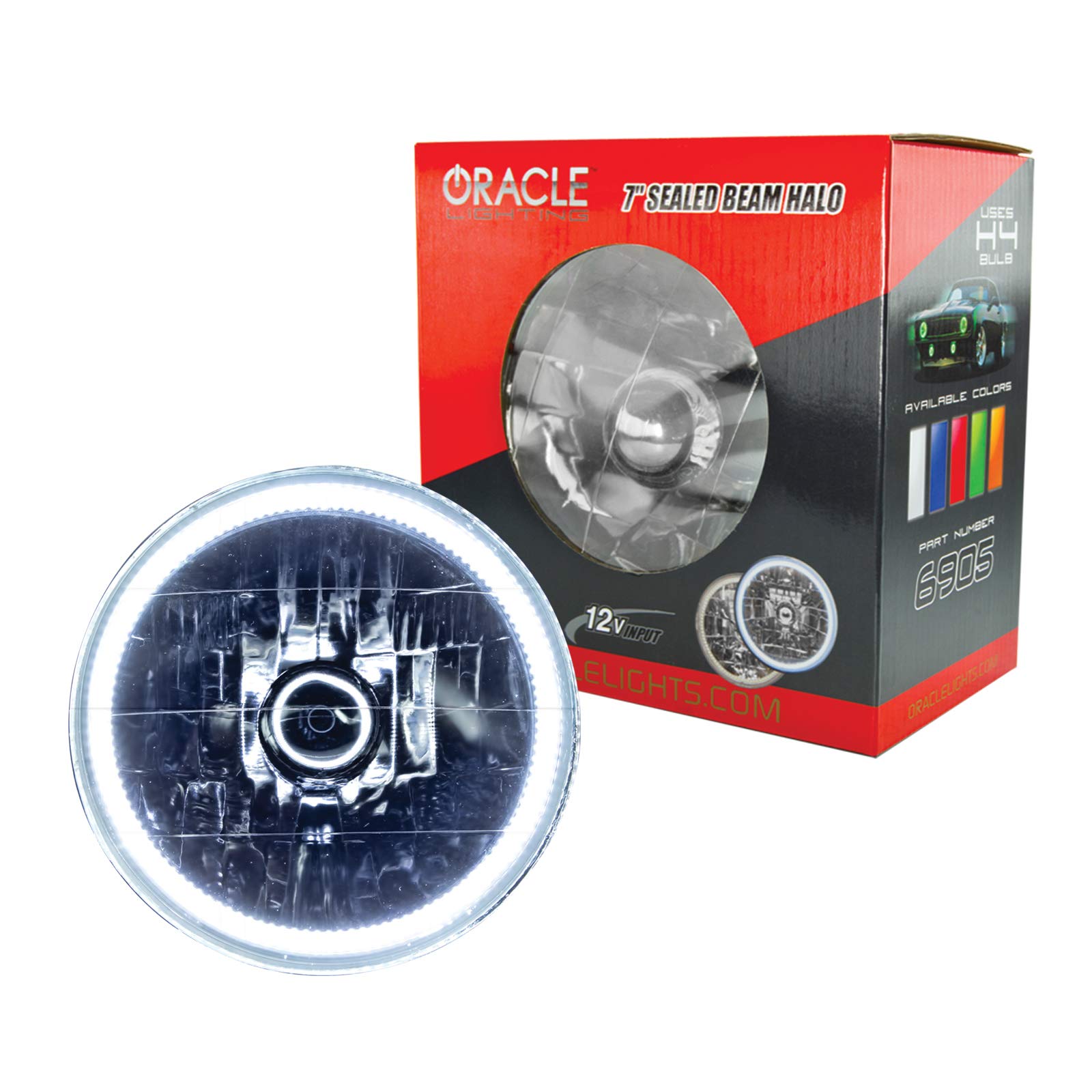 Oracle Lighting 6905-001 7-Inch White Halo Sealed Beam Headlights - Pre-Installed LED Lights for Trucks, Jeeps & Off-Road Vehicles | Durable Replacement Headlamps for Night Driving & Adventure