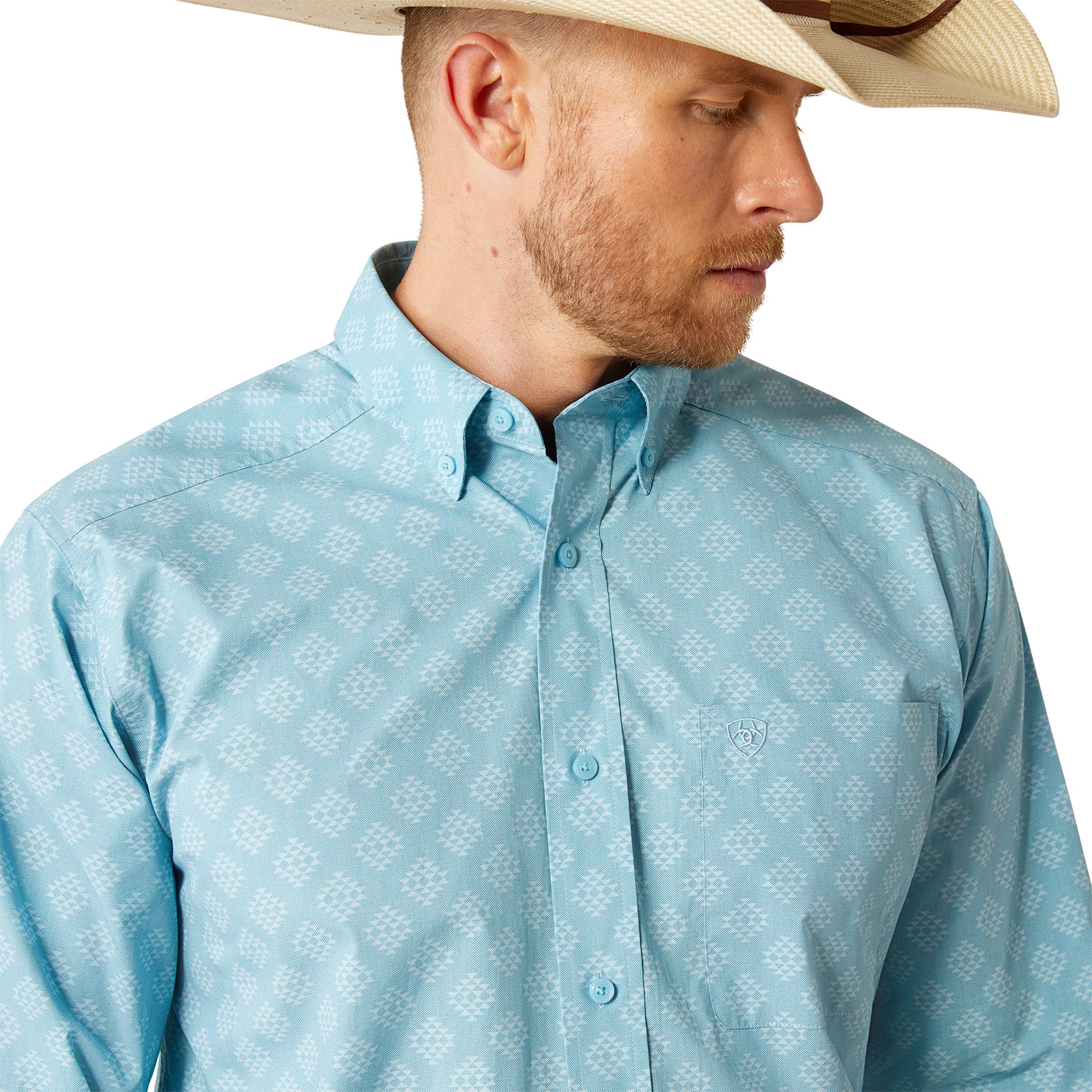 Ariat Garmon Turquoise Western Button Down Long Sleeve Shirt for Men - Perfect for Rodeo, Ranch Work & Casual Wear