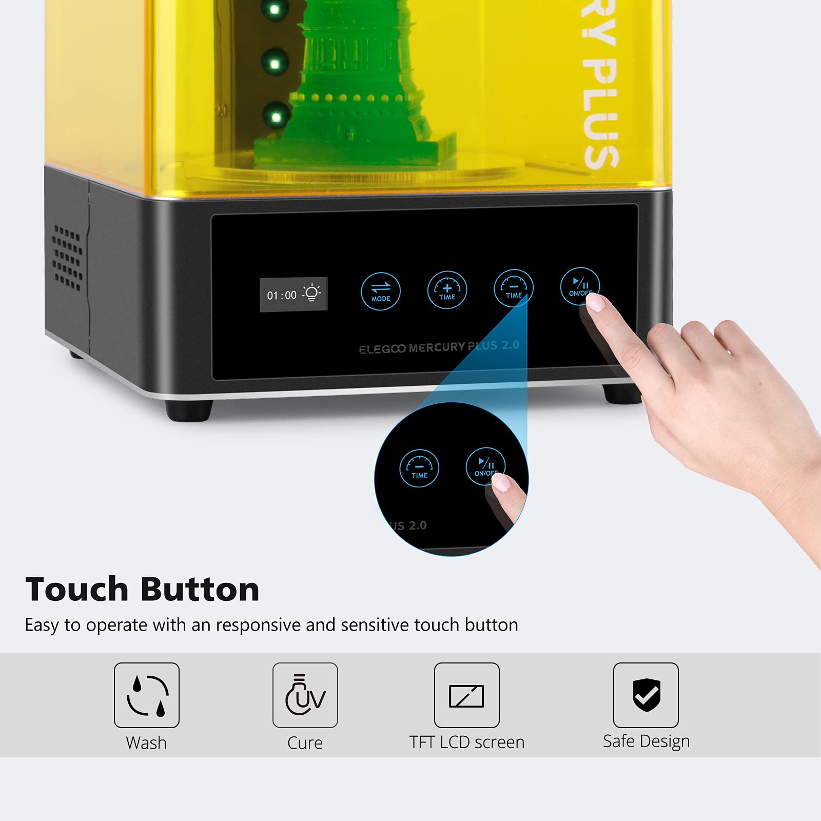 ELEGOO Mercury Plus 2.0 Wash and Cure Station V2 for Mars Photon S & Mono LCD/DLP/SLA 3D Printers - Perfect for Post-Processing Resin Prints