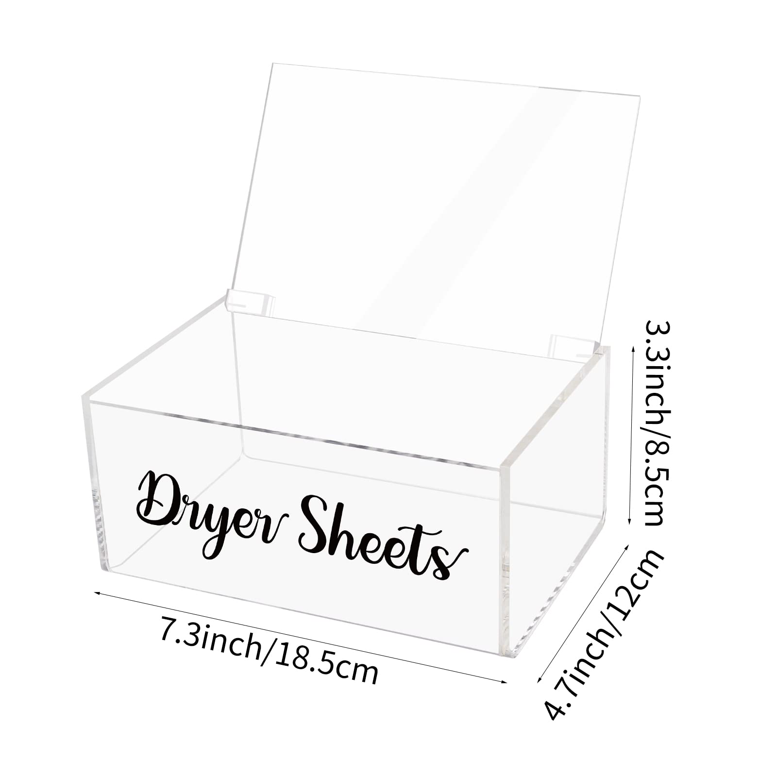 Clear Rustic Farmhouse Style Acrylic Dryer Sheet Dispenser with Hinged Lid - Laundry Room Storage Box for Fabric Softener Sheets | Perfect for Laundry Room Organization & Home Decor