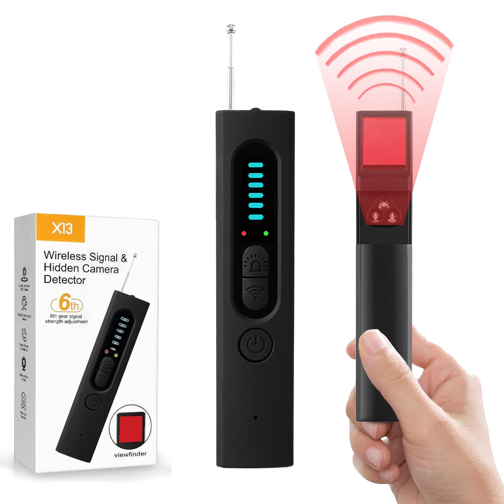 Hidden Camera Detector & GPS Tracker Finder - Anti Spy Device for Hotels, Homes, Offices & Cars | Portable Bug Detector for Travel Security & Privacy Protection