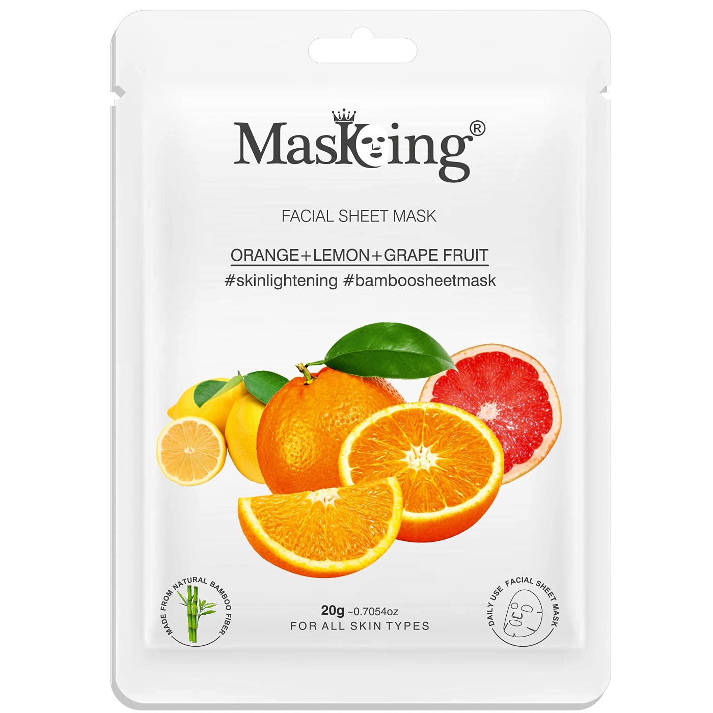 Potato Brightening Facial Sheet Mask & Bamboo Citrus Facial Sheet Mask (20g Each) - Hydrating & Revitalizing for Women & Men - Perfect for Daily Skincare & Spa Nights (Combo Pack of 2)