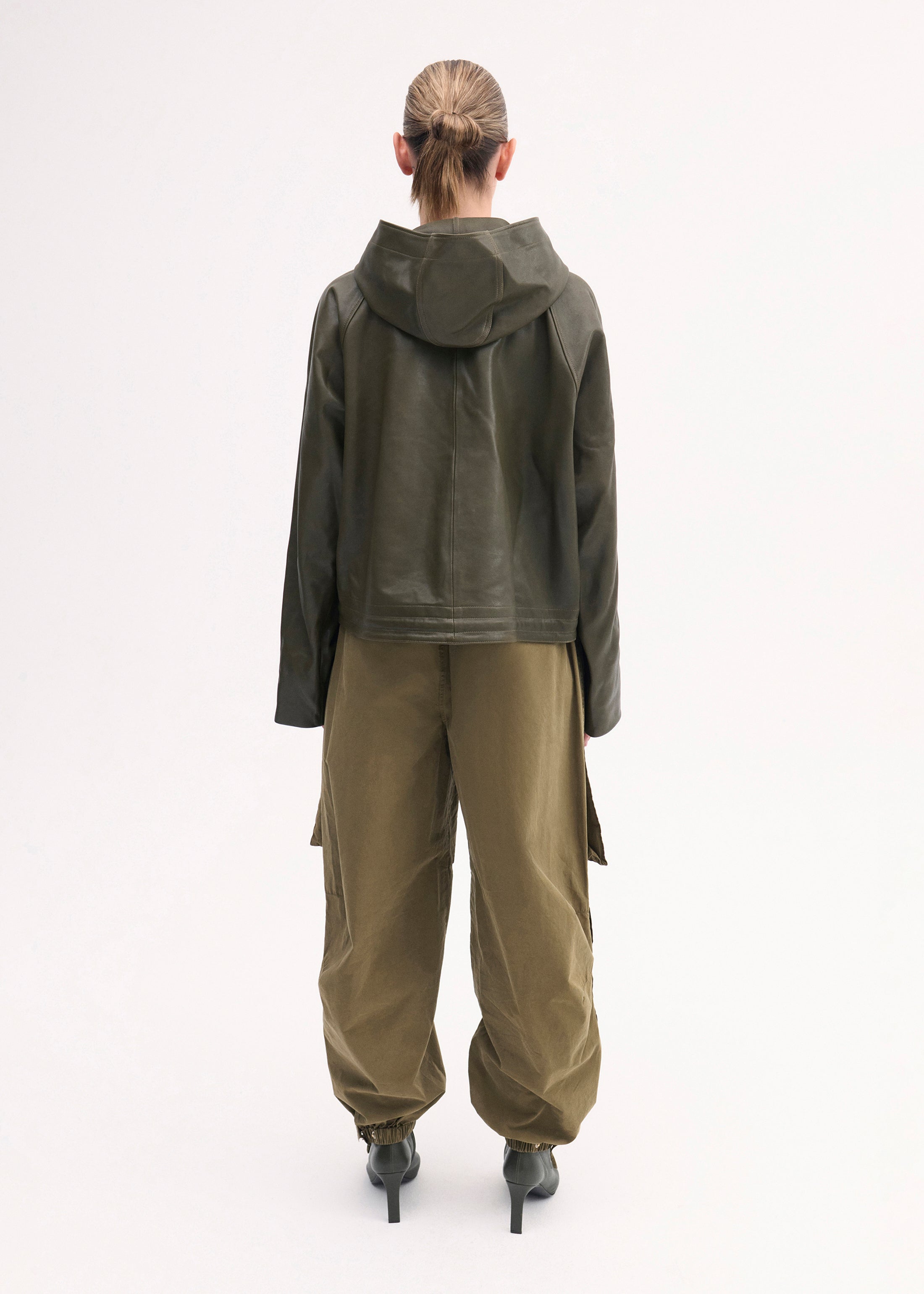 Premium Leather Workwear Pullover - Olive Green for Men & Women | Durable & Stylish for Construction, Outdoor Work & Casual Wear