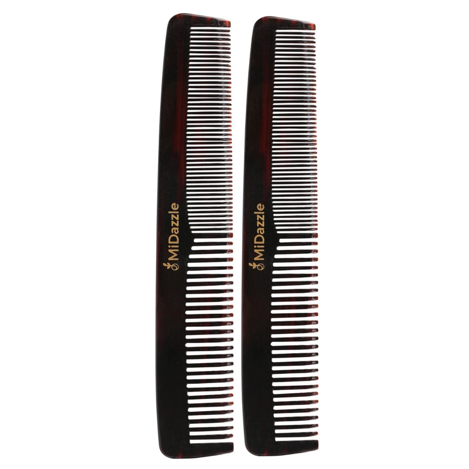 Midazzle Handmade Dual Teeth Hair Comb for Detangling & Styling - 2 Pack for Home & Travel Use - Natural Wood Wide Tooth Comb for Curly, Thick & Wet Hair