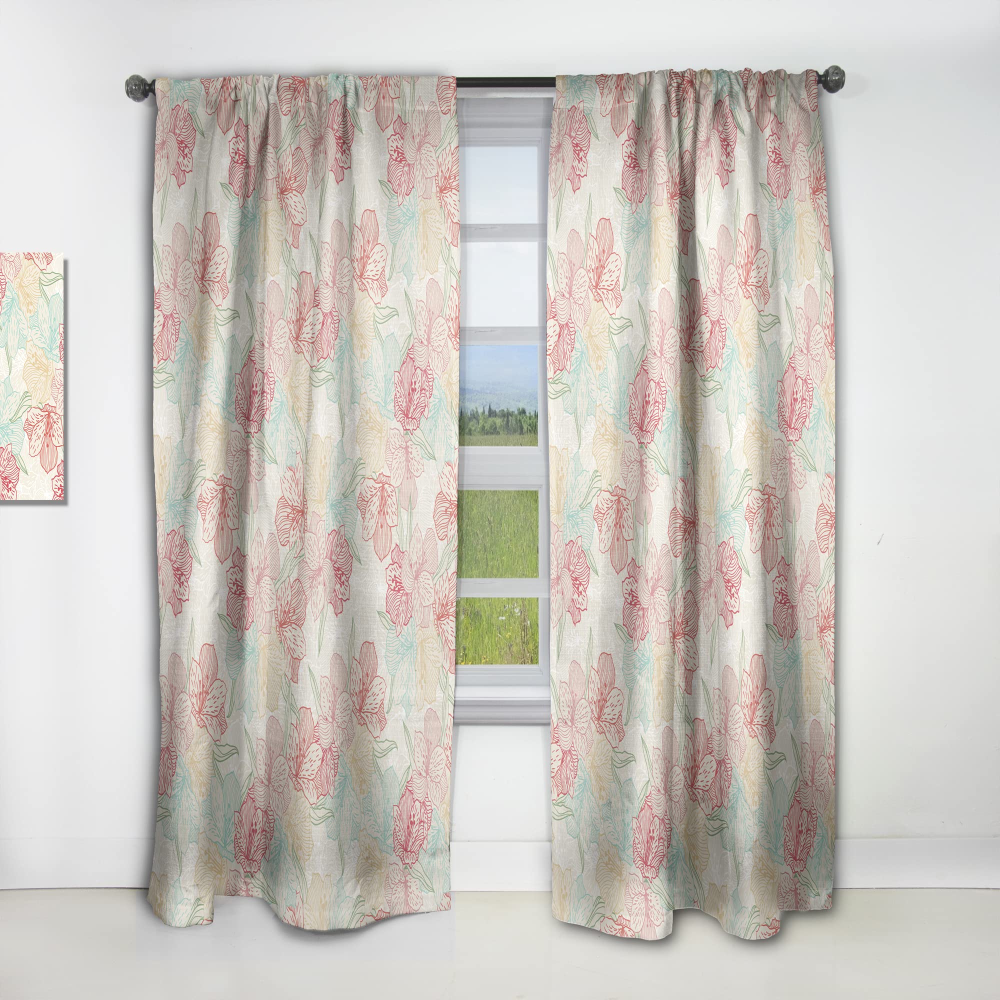 Abstract Orchid Flower Pattern Thermal Insulated Curtains - Single Panel 52x90 Inches - Elegant Window Drapes for Bedroom & Living Room - Perfect for Home Decor, Light Blocking & Energy Saving