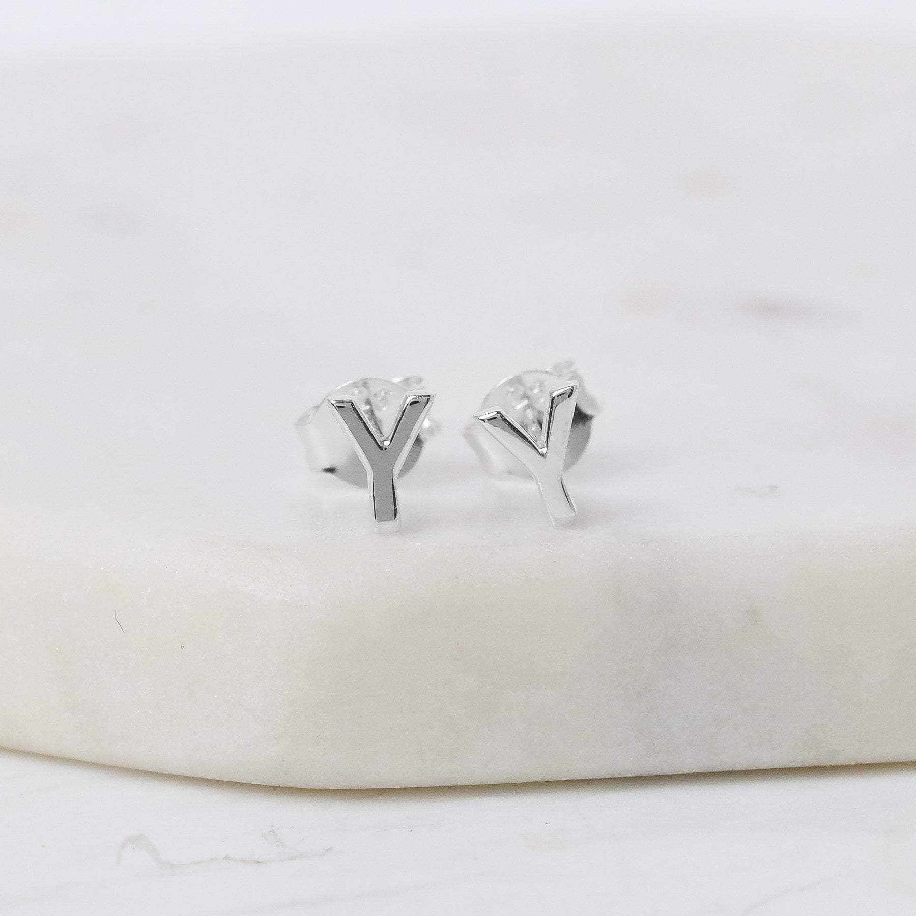 Alphabet Stud Earrings for Women - A-Z Letter Initials, Gold & Silver Plated, Hypoallergenic - Perfect for Gifts, Everyday Wear & Special Occasions