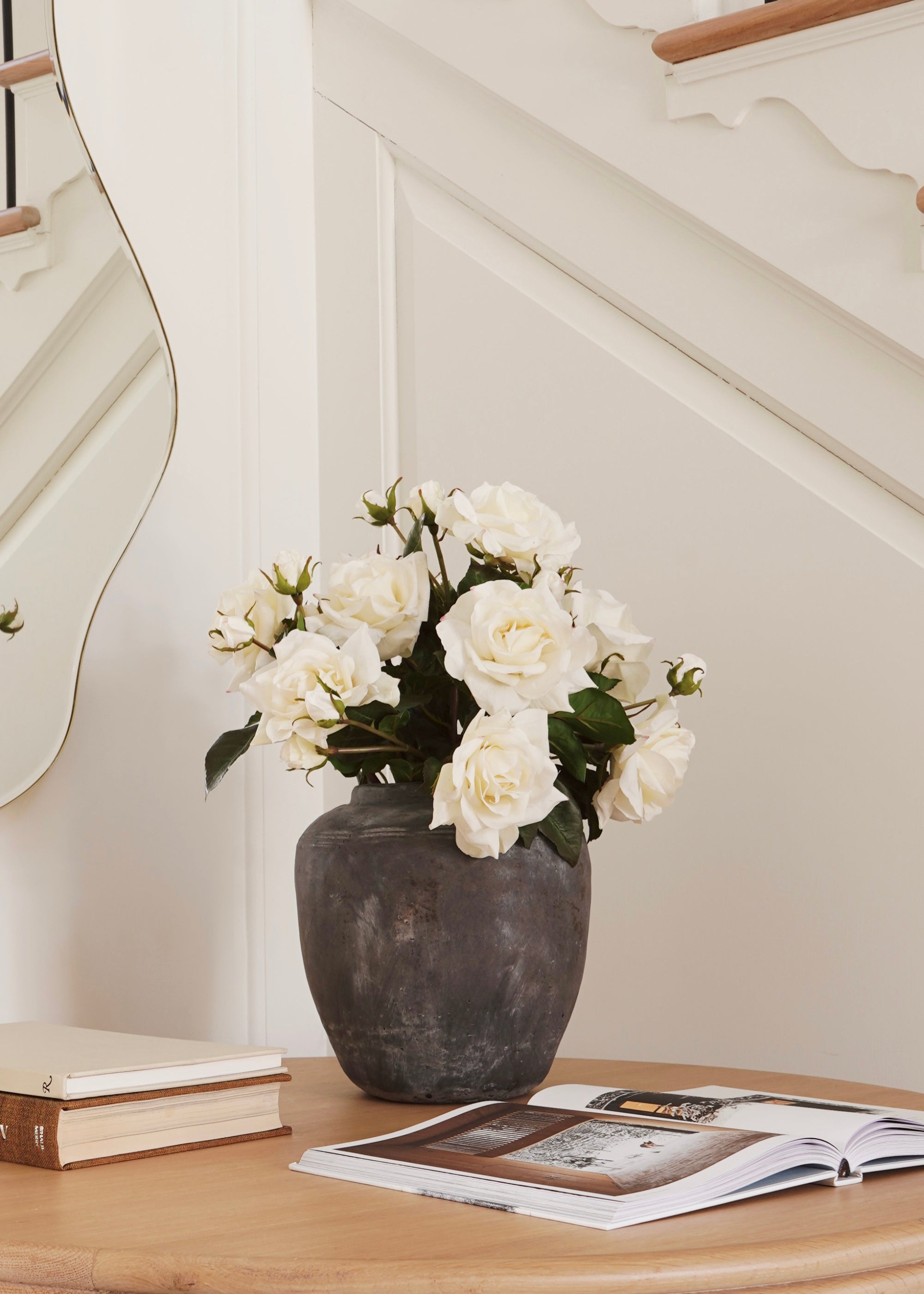 Premium Cream White Real Touch Juliet English Rose - 22 Inch Lifelike Artificial Flower for Home Decor, Wedding Centerpieces & Floral Arrangements