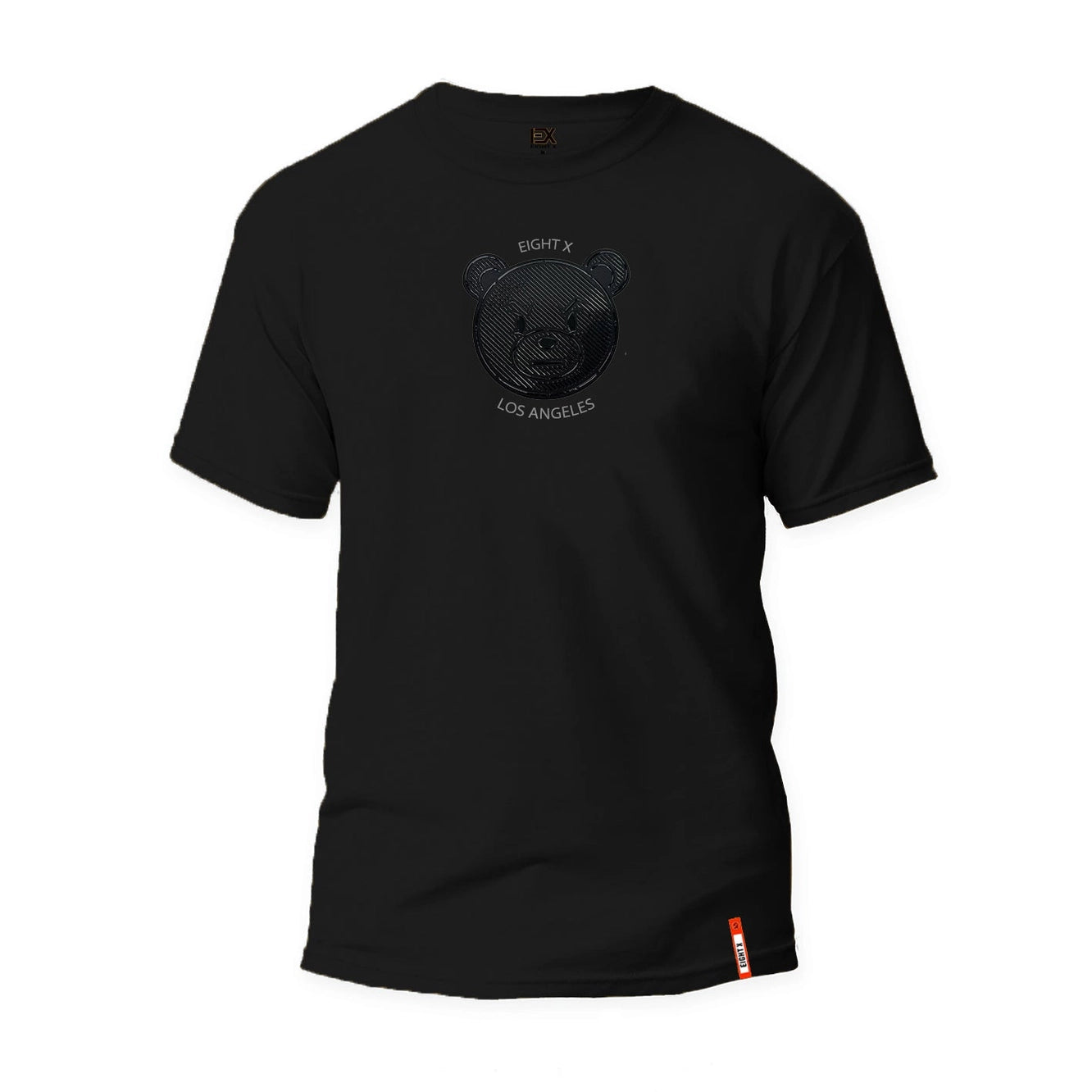 Eight X Bad News Bear Graphic T-Shirt - Black Textured Cotton Tee for Casual Wear & Street Style