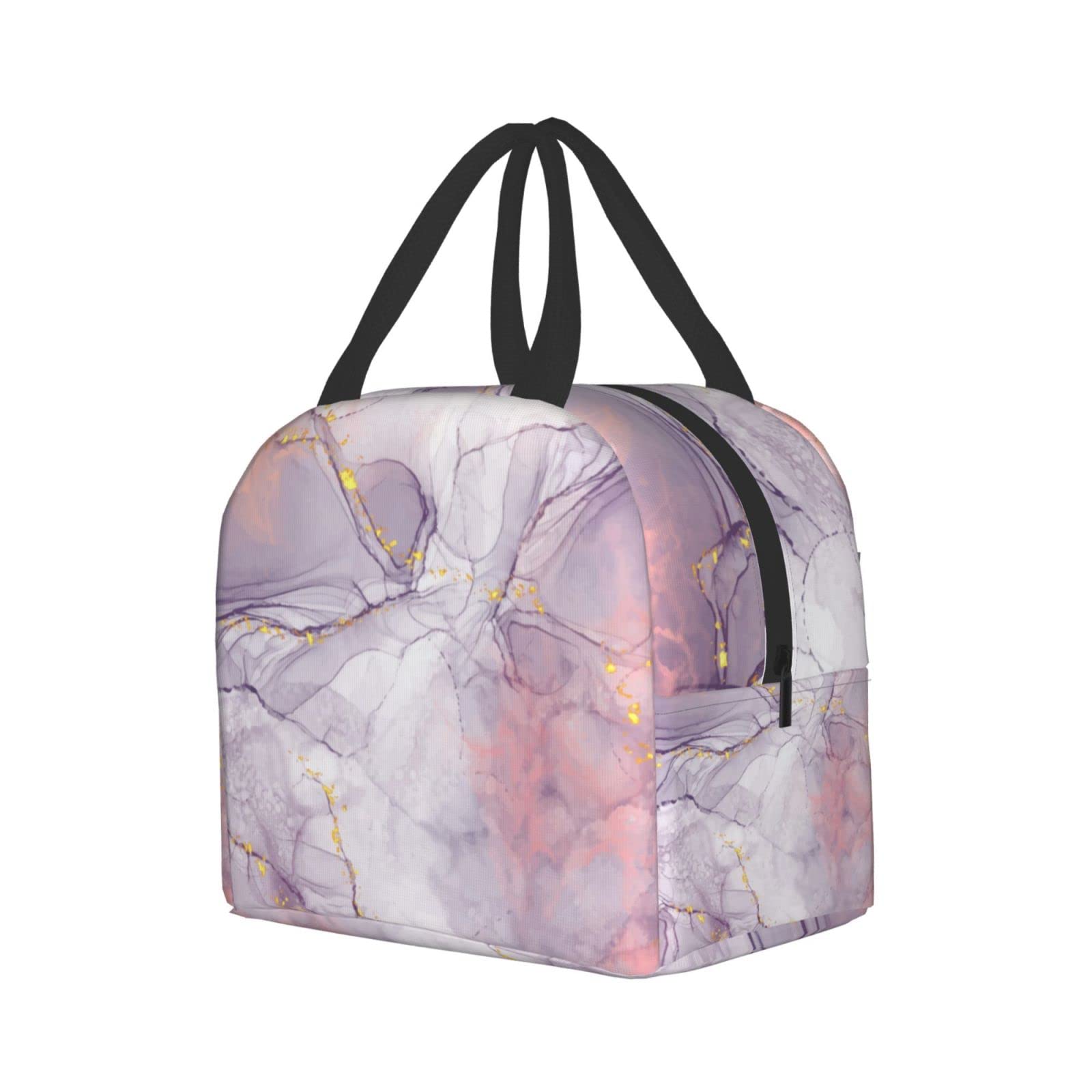 Insulated Marble Print Lunch Bag - Reusable & Leak-Proof Meal Container for Work, Travel & Picnic | Portable Tote for Men & Women | Keep Food Fresh for Hours