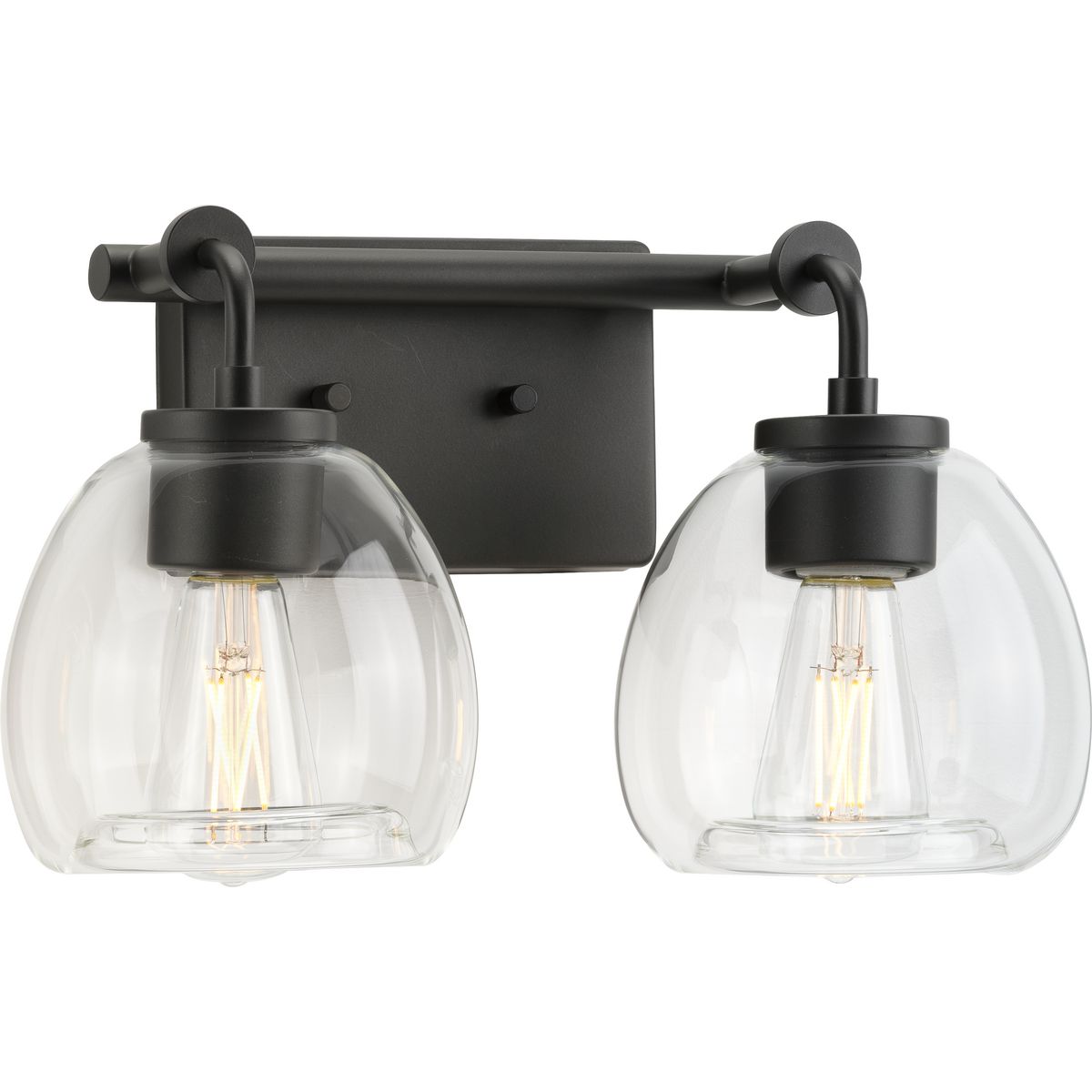 Caisson Collection 2-Light Clear Glass Bathroom Vanity Light Fixture - Perfect for Modern Bathroom & Powder Room Lighting
