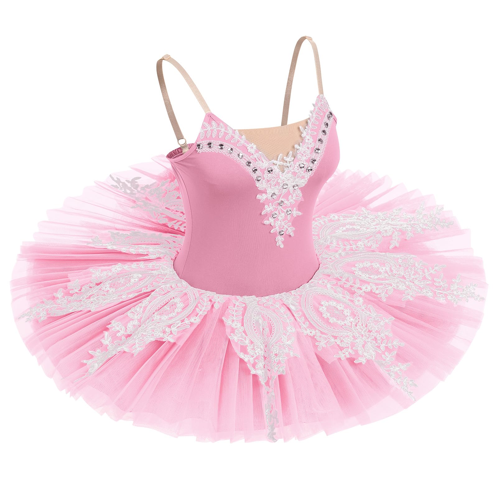 IBAKOM Women's Swan Lake Ballet Tutu Dress - Floral Lace Platter Leotard with Pancake Skirt for Ballerina Performance & Dance Competition | Perfect for Ballet Recitals, Theater Performances, and Dance Photography