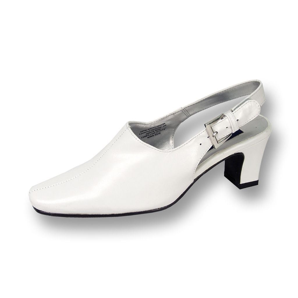 Peerage Zoe Women's Wide Width Leather Slingback Dress Pumps - Comfortable Heels for Work, Wedding & Formal Occasions