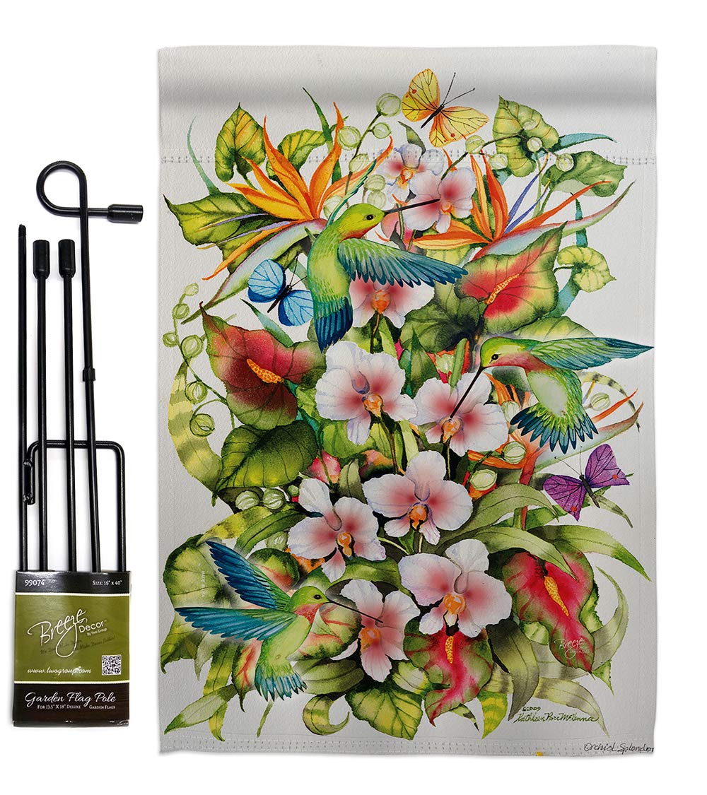 Orchid Splendor Garden Flag Set with Pole - Outdoor Decor