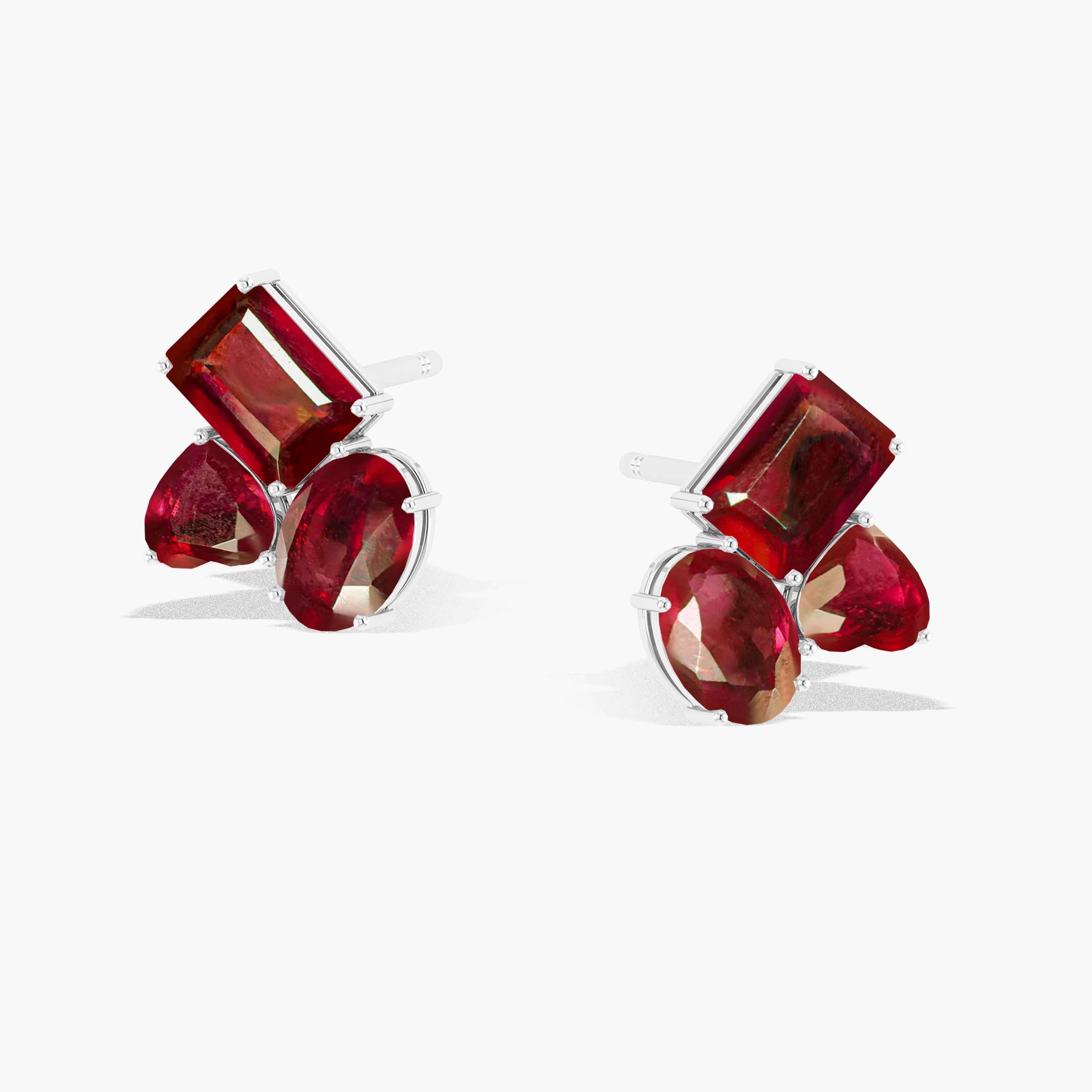 Red Ruby Stud Earrings - Multi Shape Gemstone Jewelry for Women | Perfect for Parties, Weddings & Everyday Wear