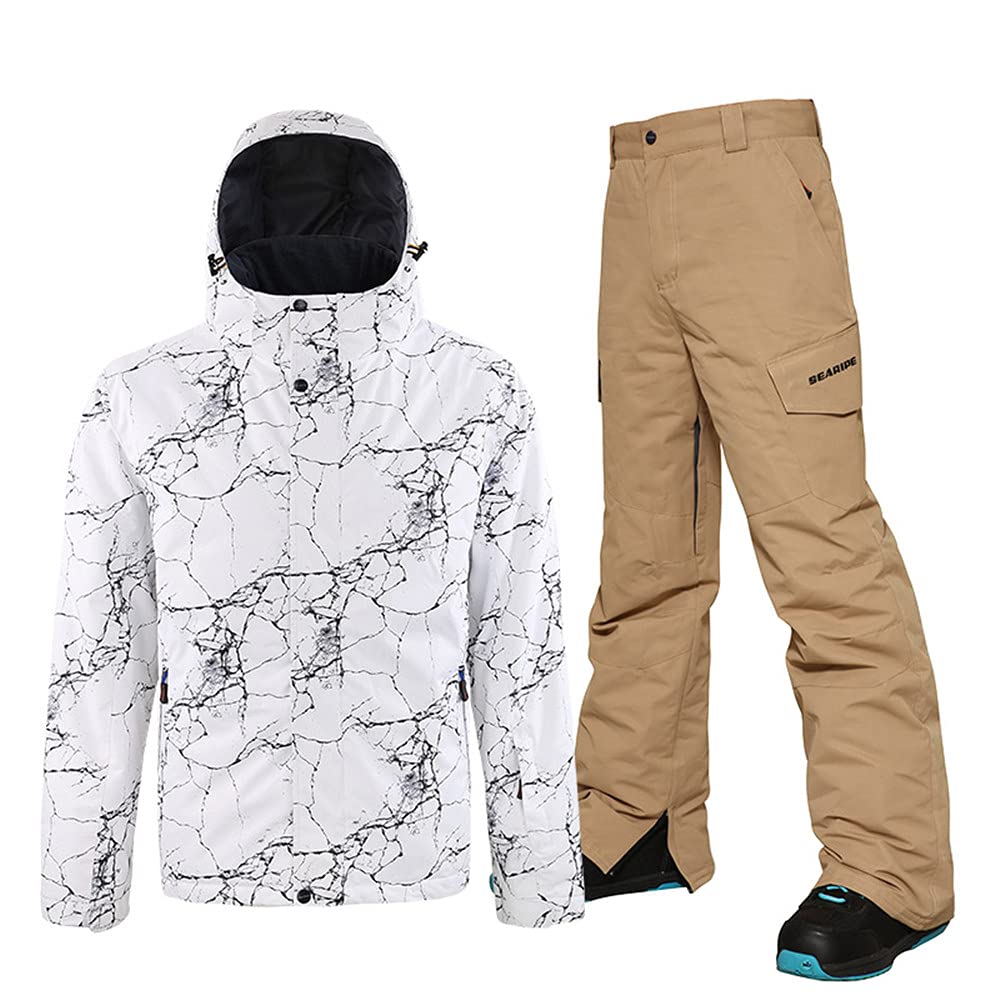 YEEFINE Men's Waterproof Ski Suit Set - Winter Snowboard Jacket & Pants for Outdoor Activities | Warm Snowsuit for Skiing, Snowboarding & Cold Weather Adventures