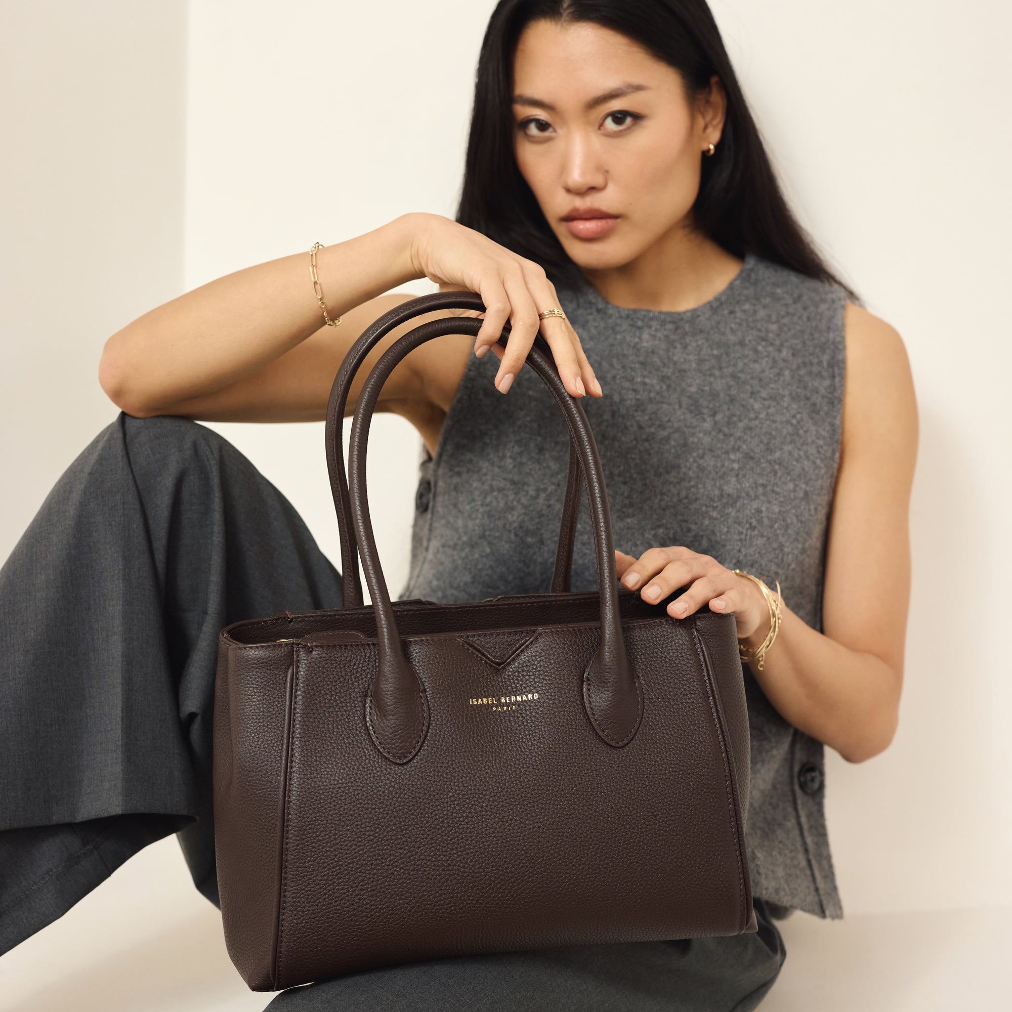 Honoré Cloe Brown Calfskin Leather Handbag for Women - Luxury Designer Purse for Work, Travel & Evening Events