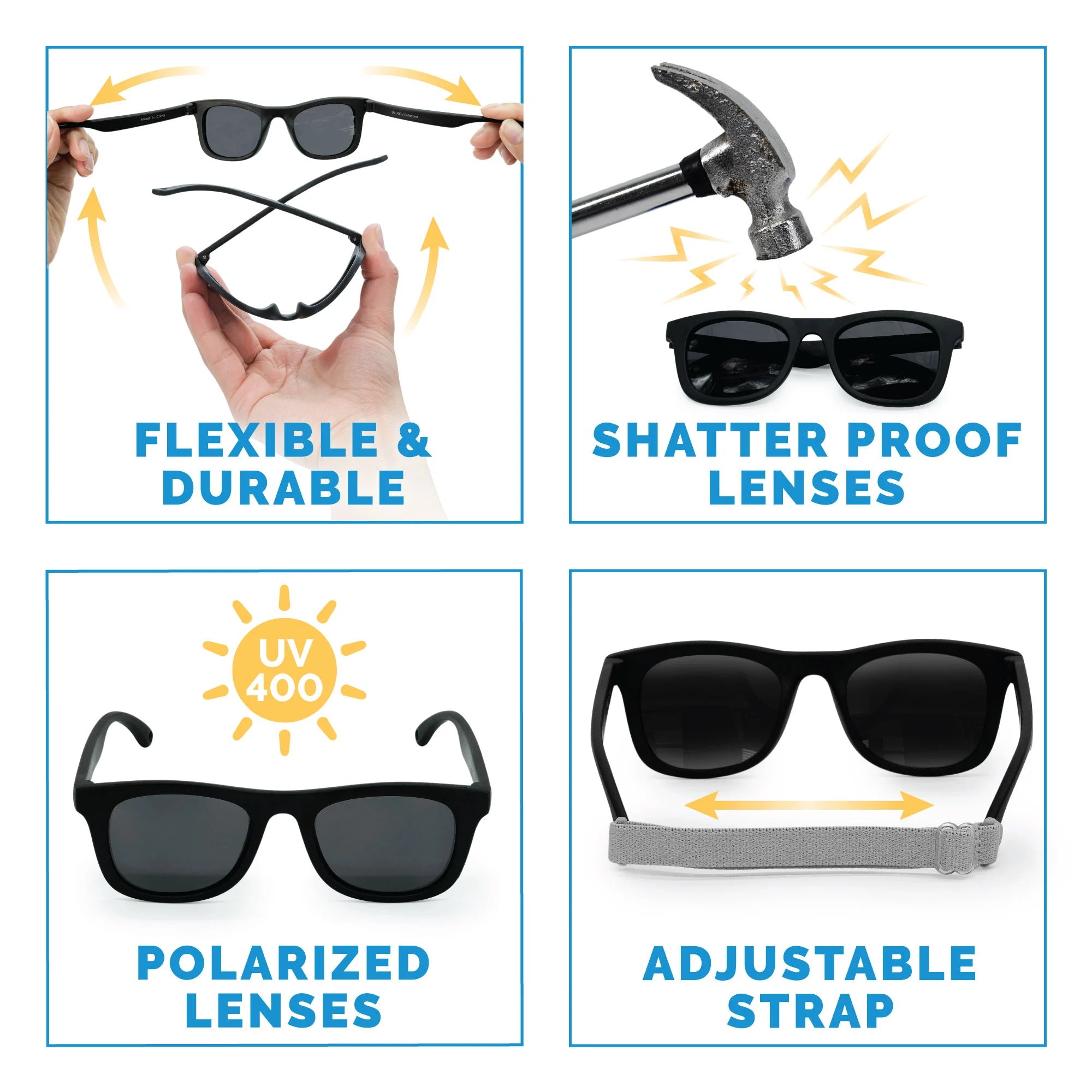 Jan & Jul Frosty Blue Aurora Polarized Sunglasses for Men & Women – UV Protection, Lightweight & Stylish for Urban Exploration, Driving & Outdoor Adventures